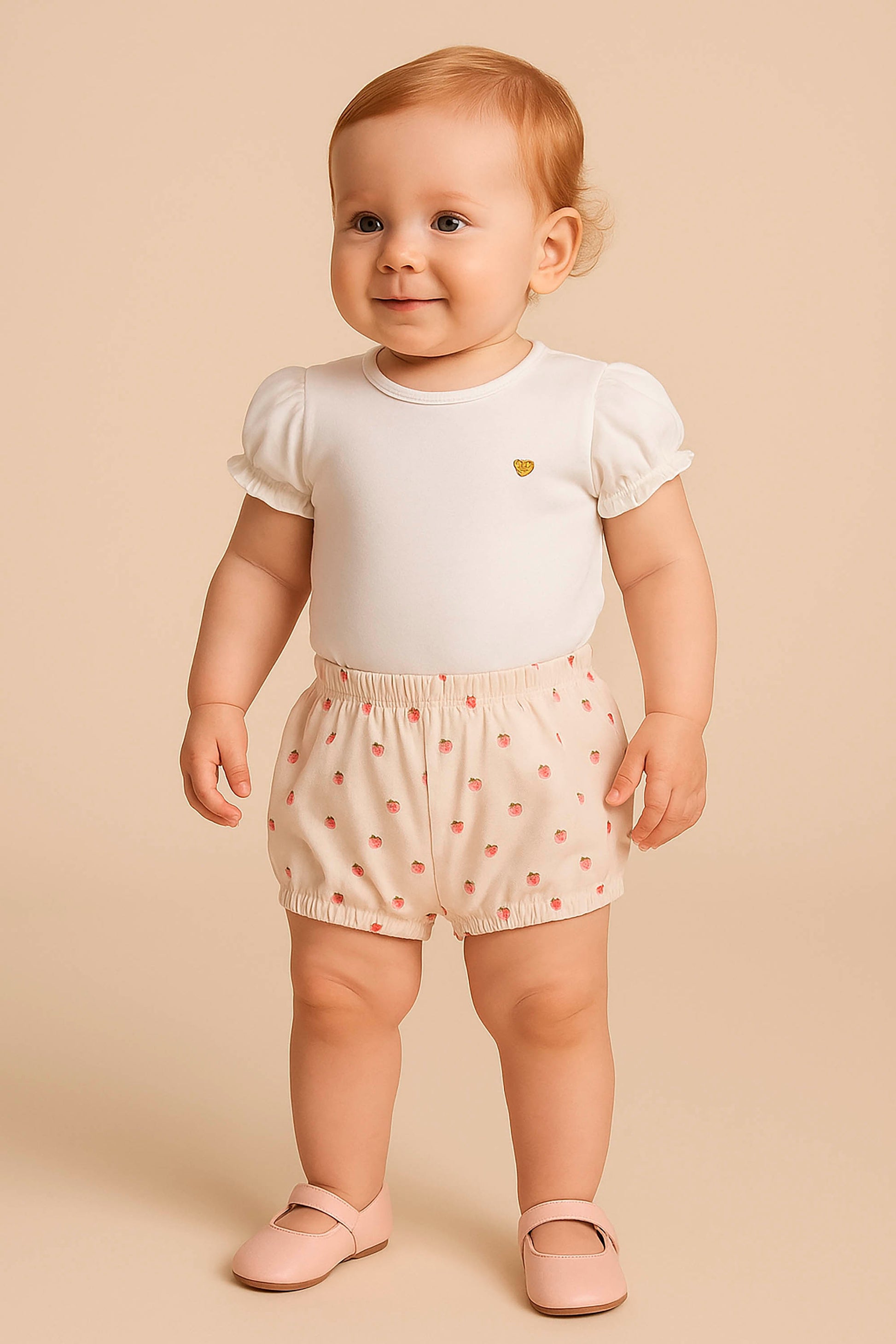 Conjunto Bebê Menina Body e Shorts Morango — foto 1