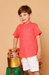Camisa Bata Infantil em Linho Vermelho com Gola Padre — foto 1