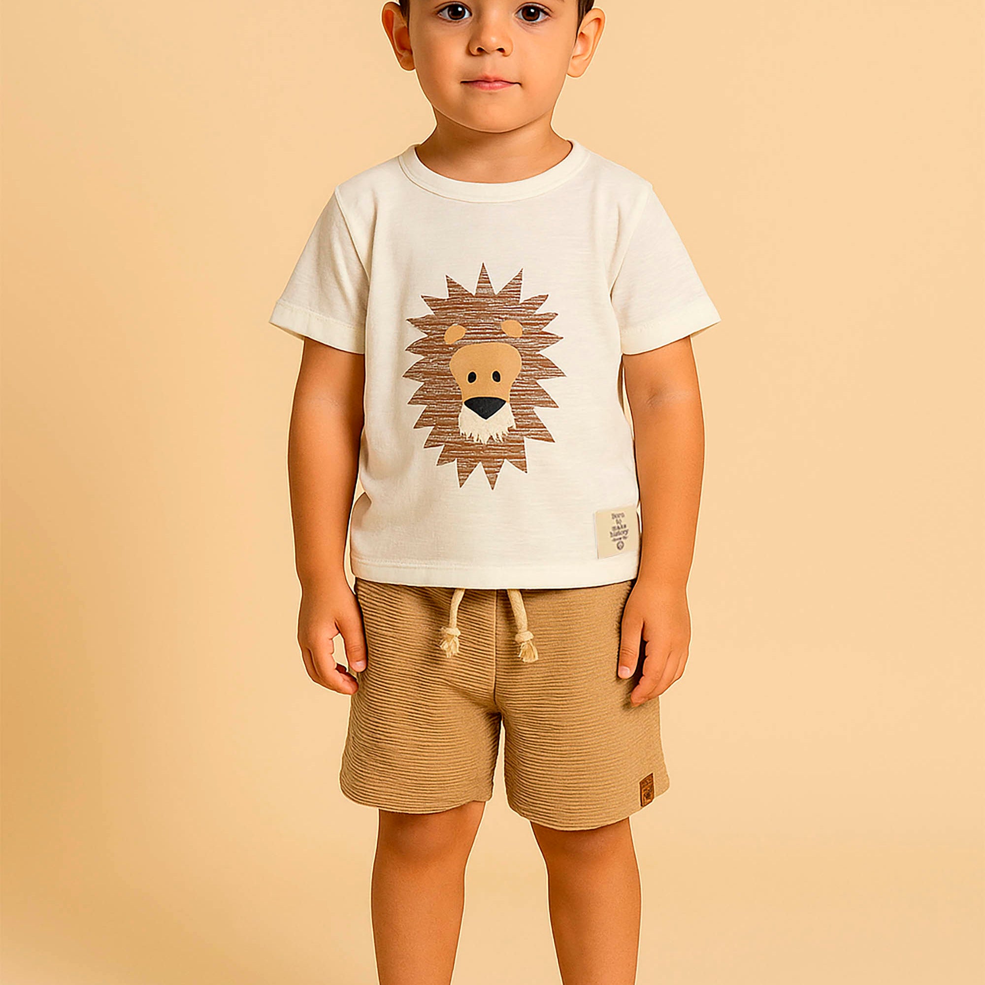 Conjunto Infantil Leone Creme com Estampa de Leão — foto 1
