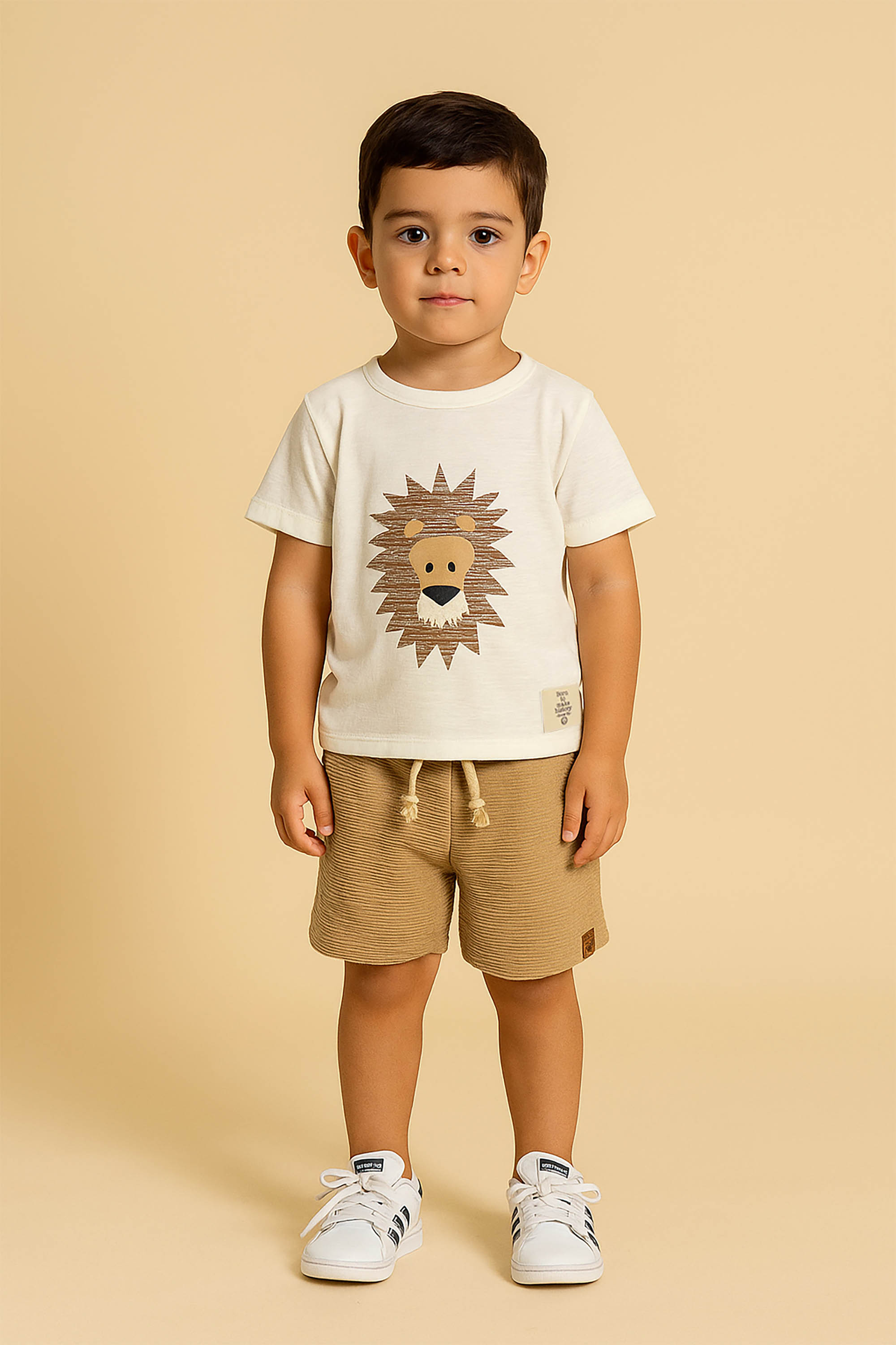 Conjunto Infantil Leone Creme com Estampa de Leão — foto 1