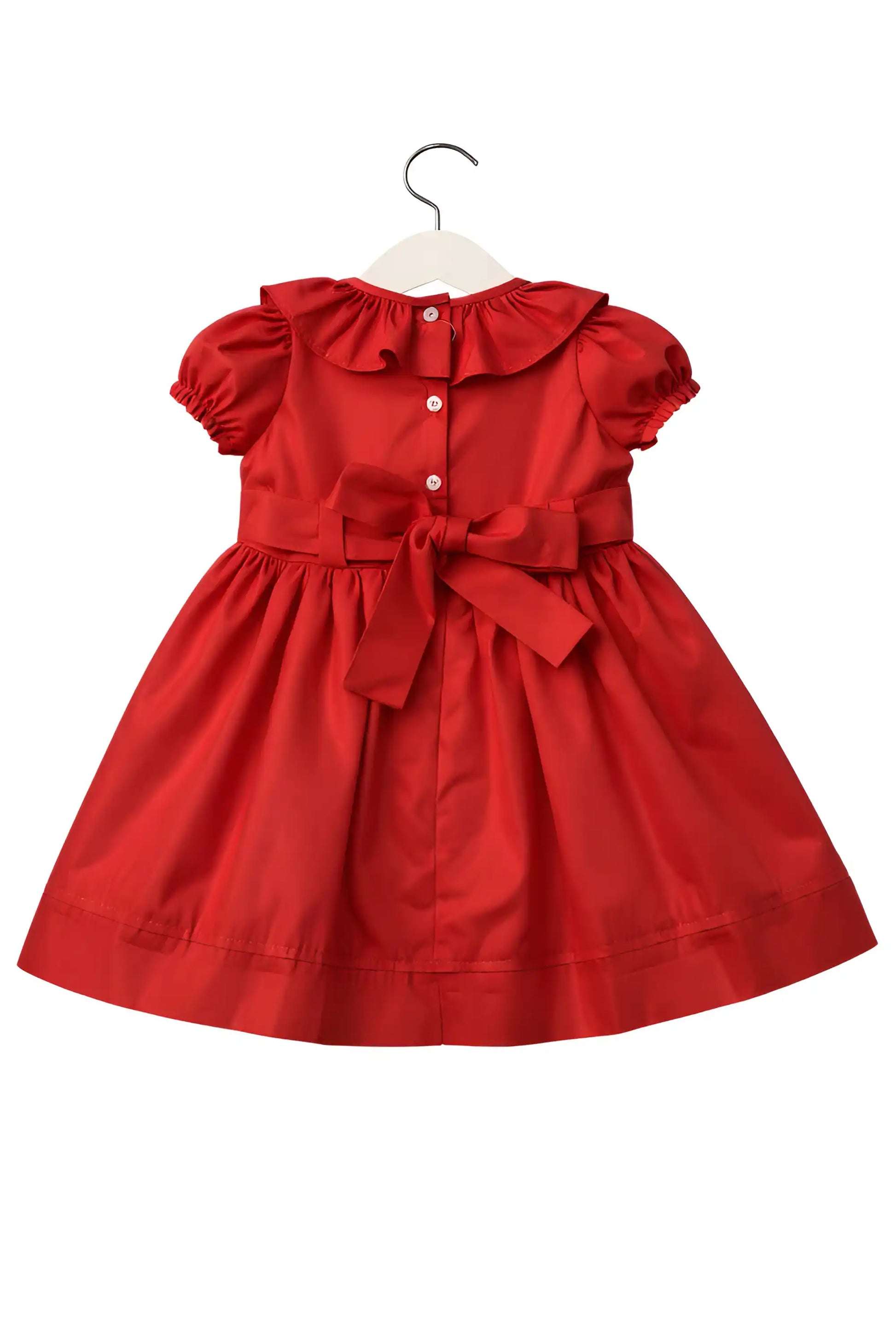 Vestido Infantil Vermelho com Bordado Smock — foto 3