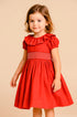Vestido Infantil Vermelho com Bordado Smock — foto 1