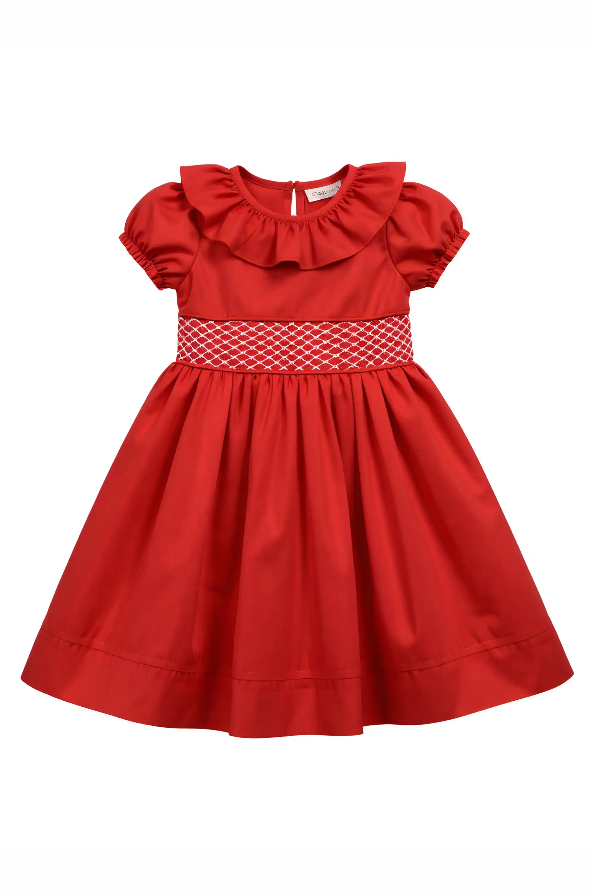 Vestido Infantil Vermelho com Bordado Smock — foto 2