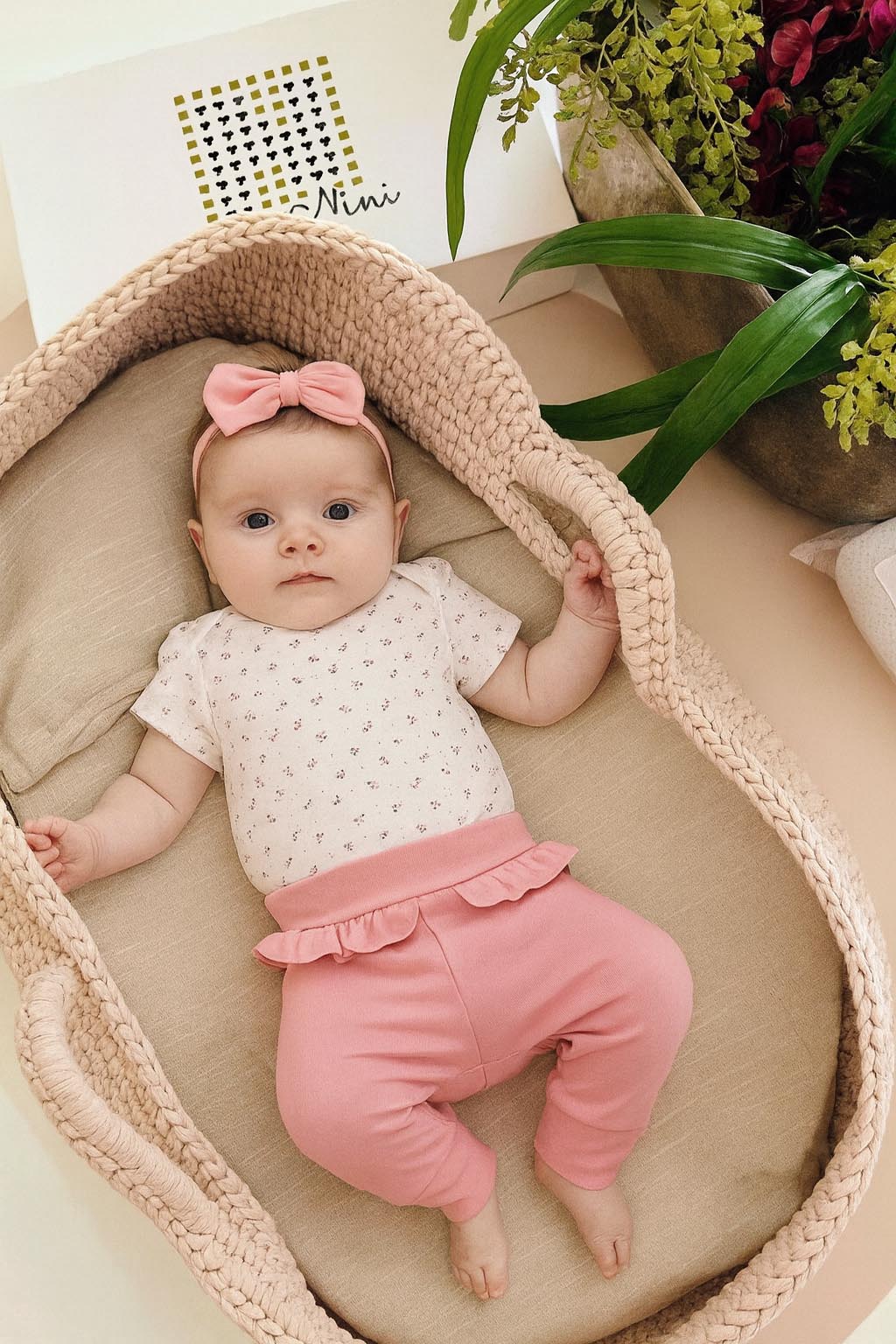 Conjunto Bebê Menina Body e Calça Floral Margarida Algodão Egípcio — foto 1