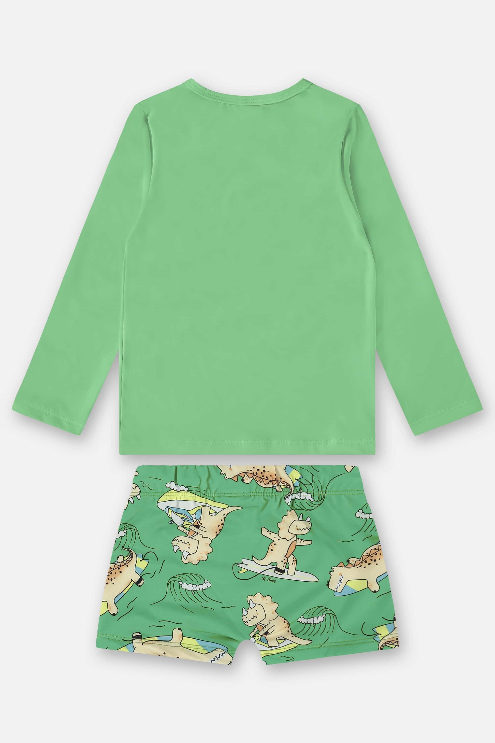 Conjunto Infantil em Malha UV Camiseta e Sunga Boxer Estampa Dino — foto 3