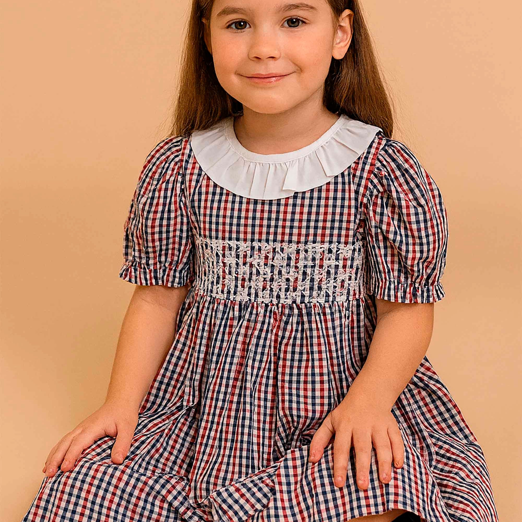Vestido Infantil Celebrare Xadrez Vermelho — foto 1