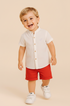 Bata Infantil em Linho Vietnã Manga Curta Off White — foto 1