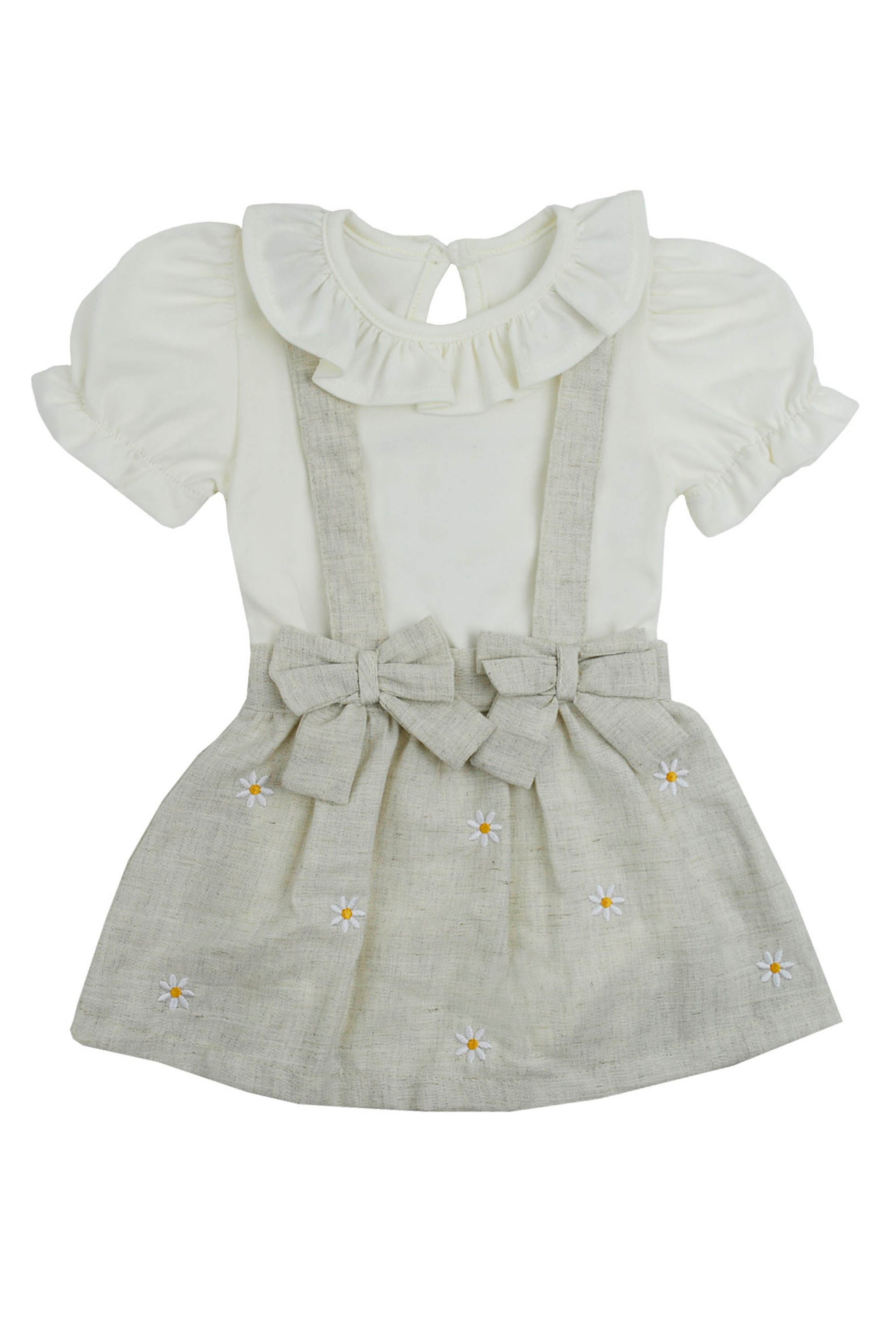 Conjunto para Bebê Menina Salopete Margaridas com Body Gola Babado — foto 2