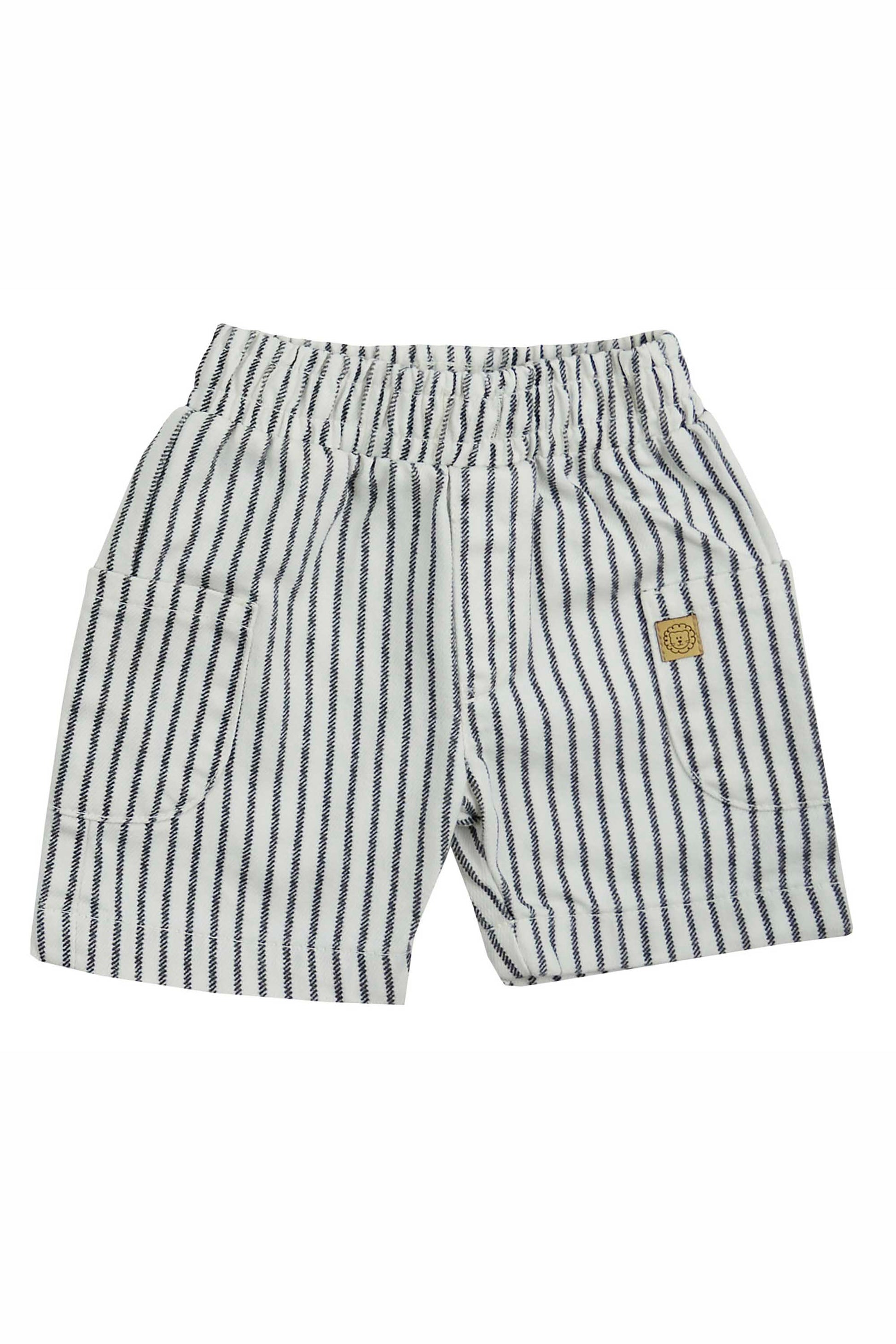 Conjunto Bebê Menino Body Navy com Short Listrado e Babador Marinheiro — foto 5