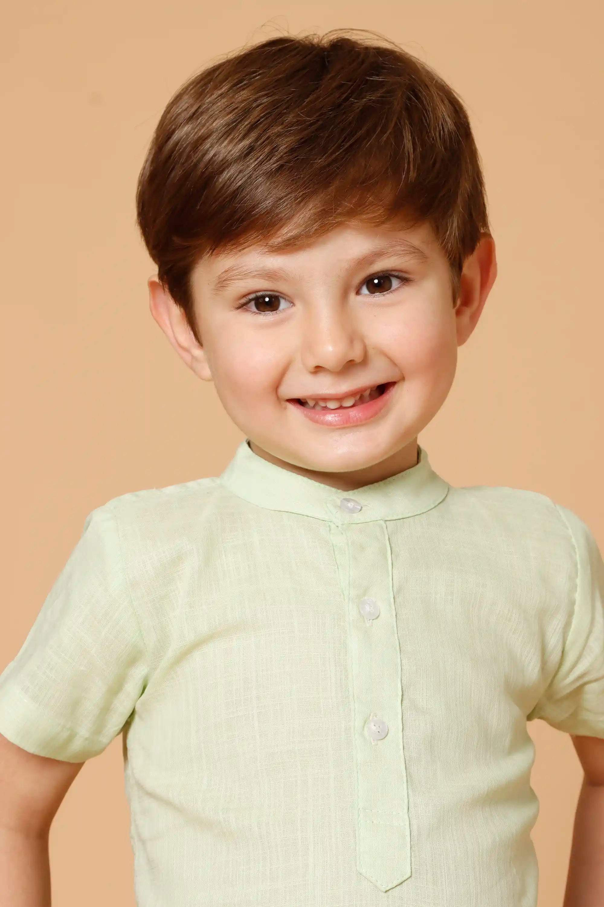 Camisa Infantil Menino Manga Curta Gola Padre Verde Claro — foto 2