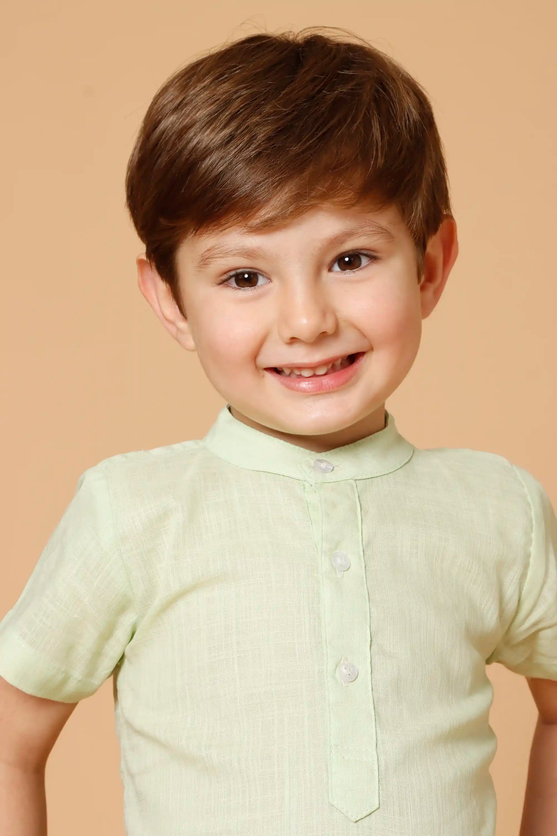 Camisa Infantil Menino Manga Curta Gola Padre Verde Claro — foto 2