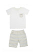 Conjunto Infantil Menino Camiseta e Bermuda com Listras Tons Neutros — foto 2