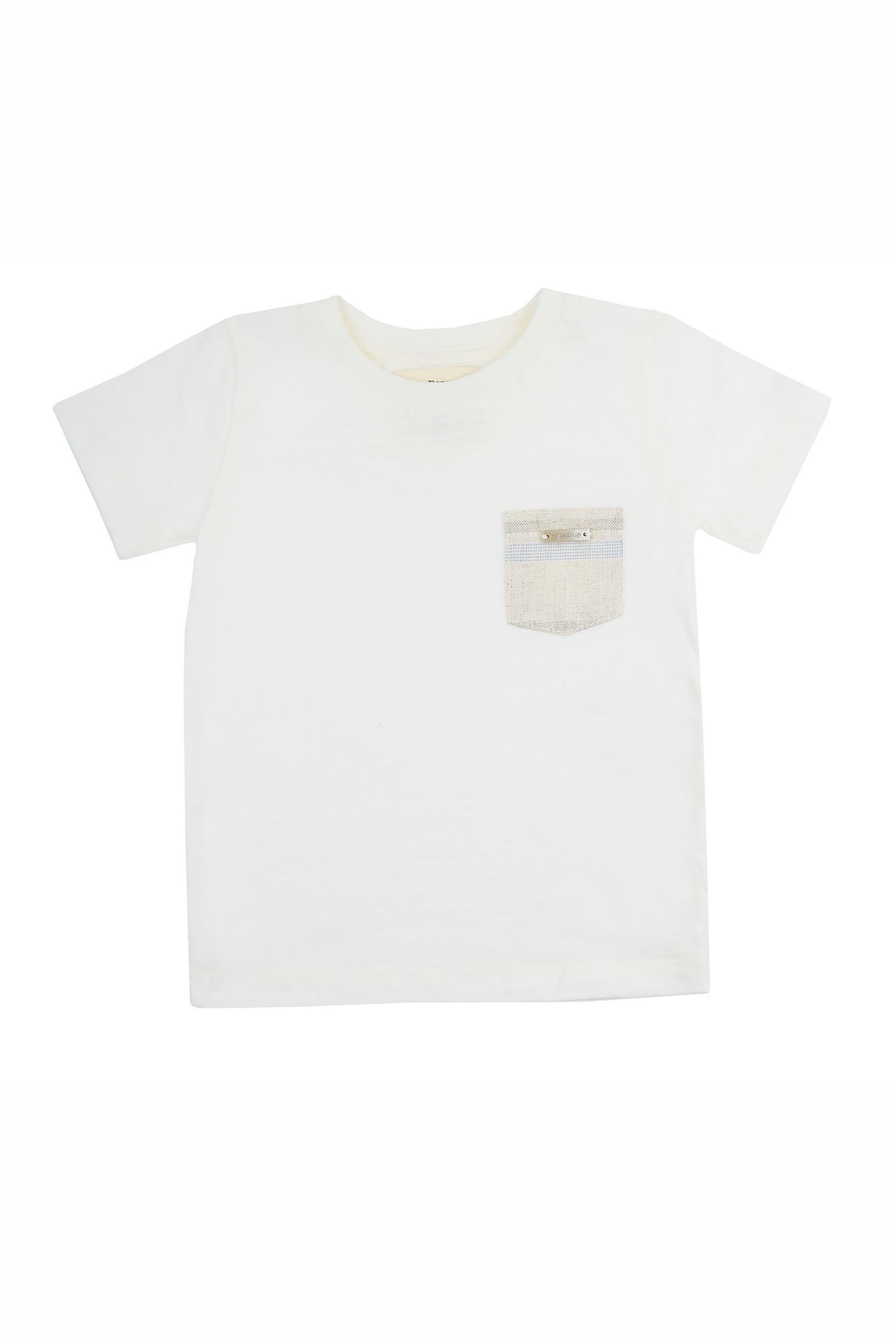 Conjunto Infantil Menino Camiseta e Bermuda com Listras Tons Neutros — foto 3
