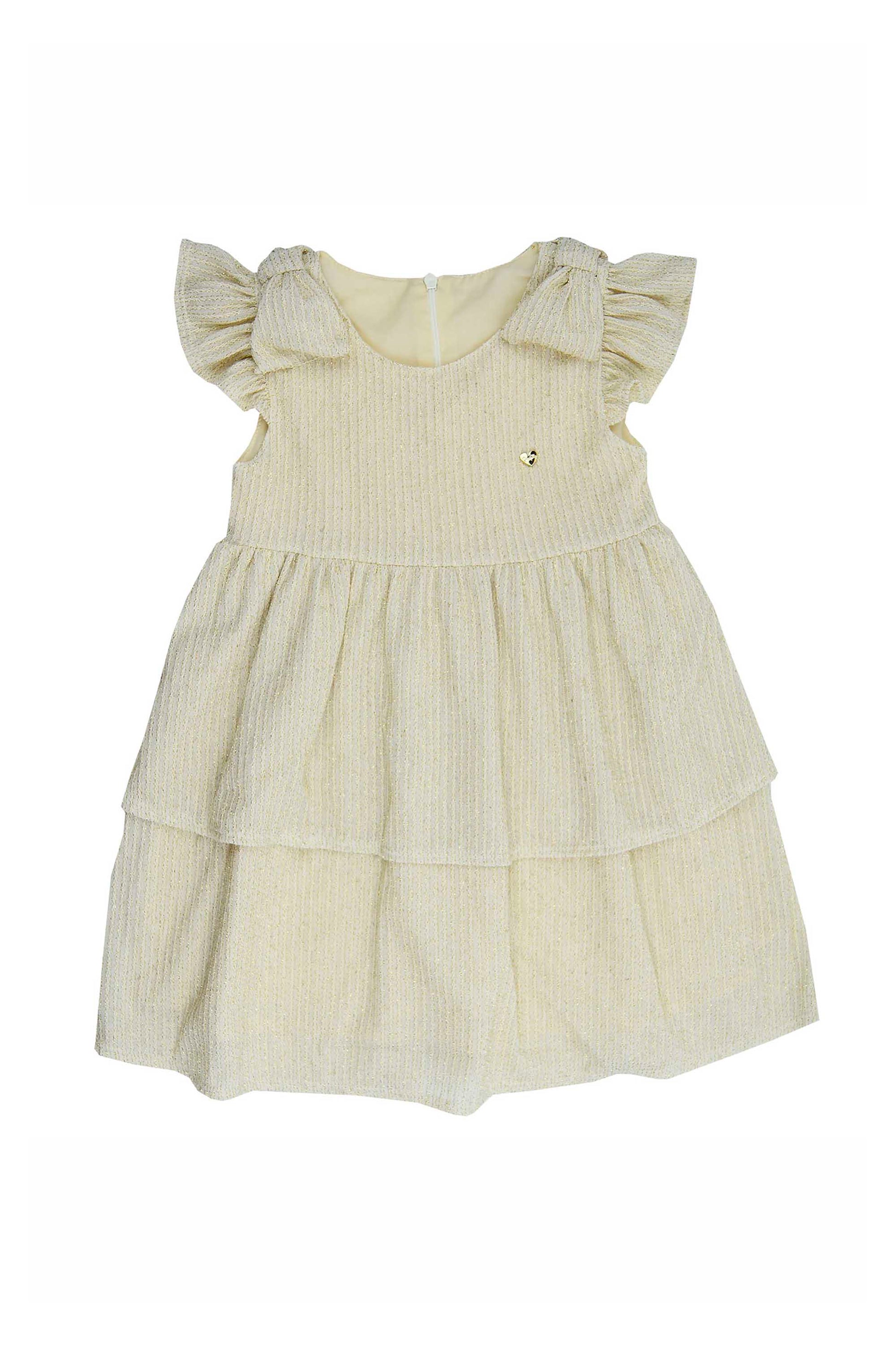 Vestido Infantil Lurex Dourado com Babados – Shine