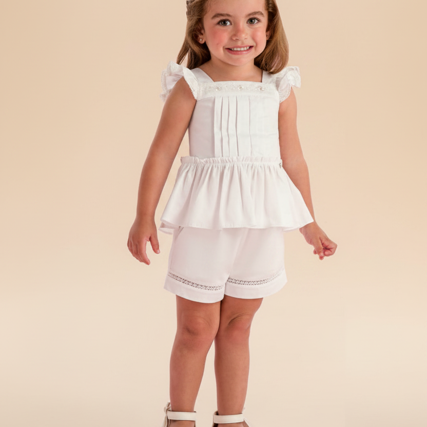 Conjunto Menina Infantil Branco Verão Reveillon — foto 1