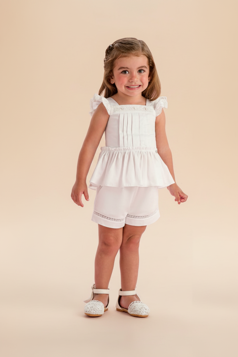 Conjunto Menina Infantil Branco Verão Reveillon — foto 1