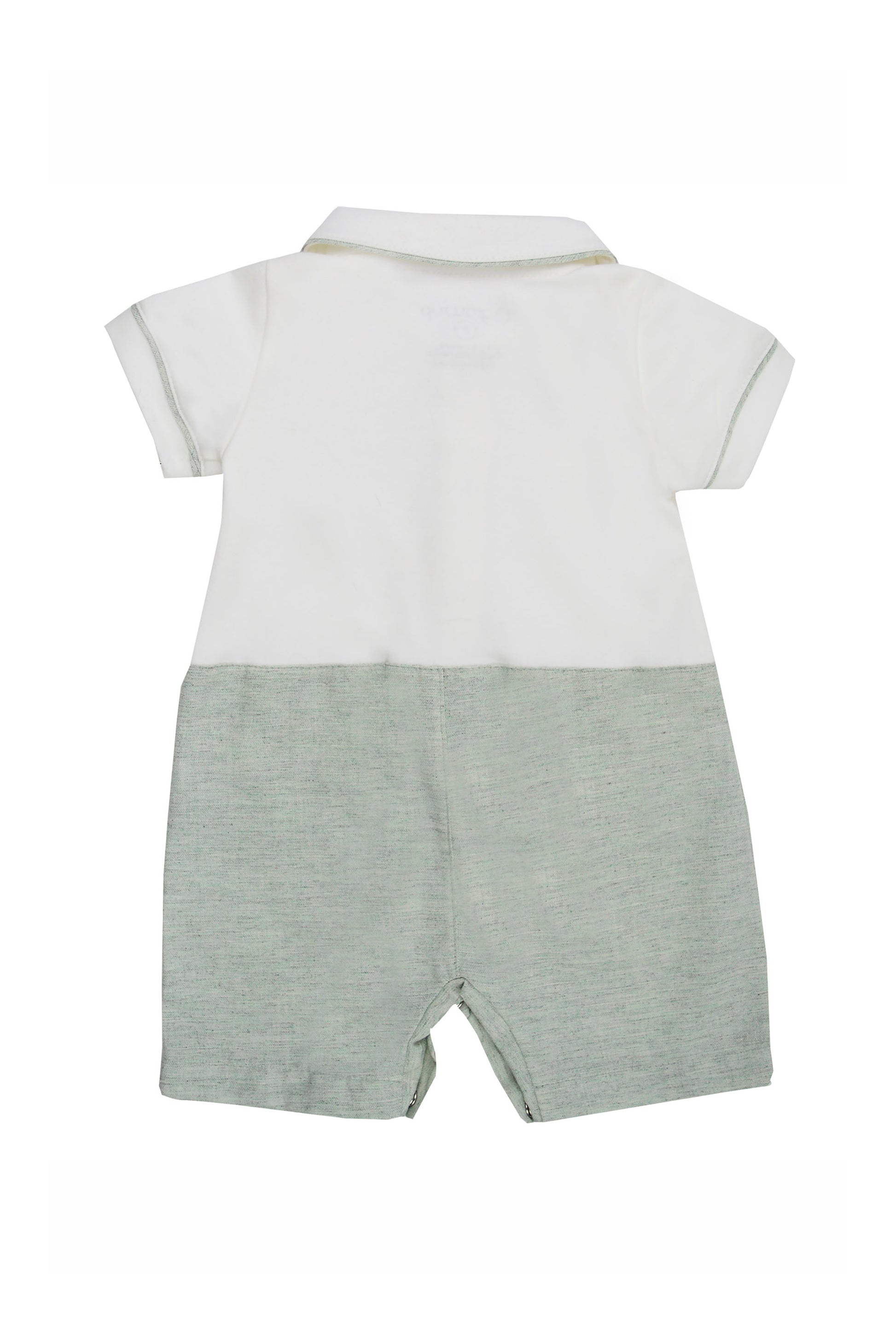 Macacão Curto Polo Oliver Bebê Menino Verde e Off White — foto 3
