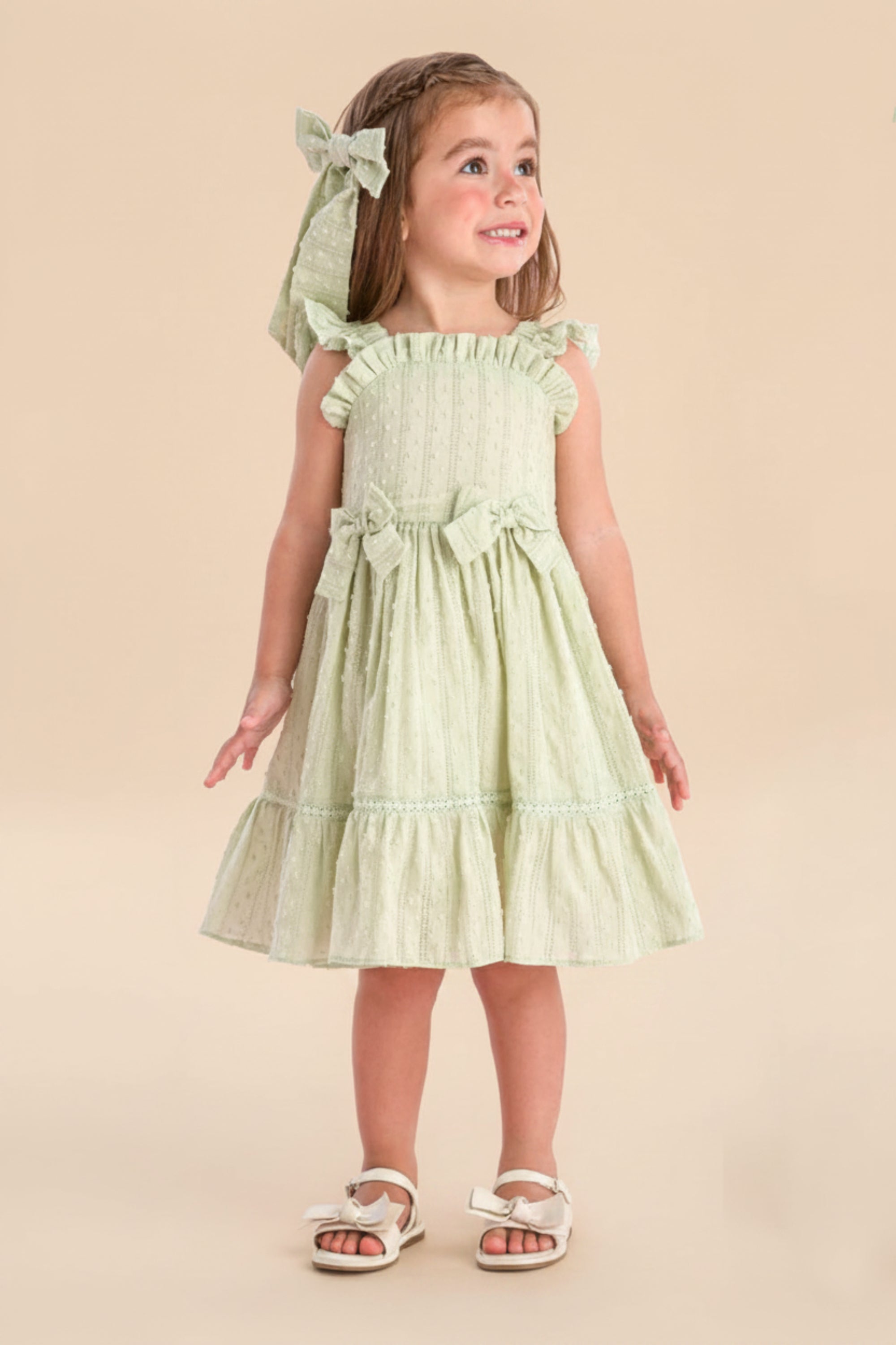 Vestido Infantil Verão Pipoquinha Verde Claro — foto 1