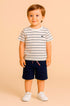 Conjunto Infantil Menino Verão Navy Listras Azul Marinho — foto 1