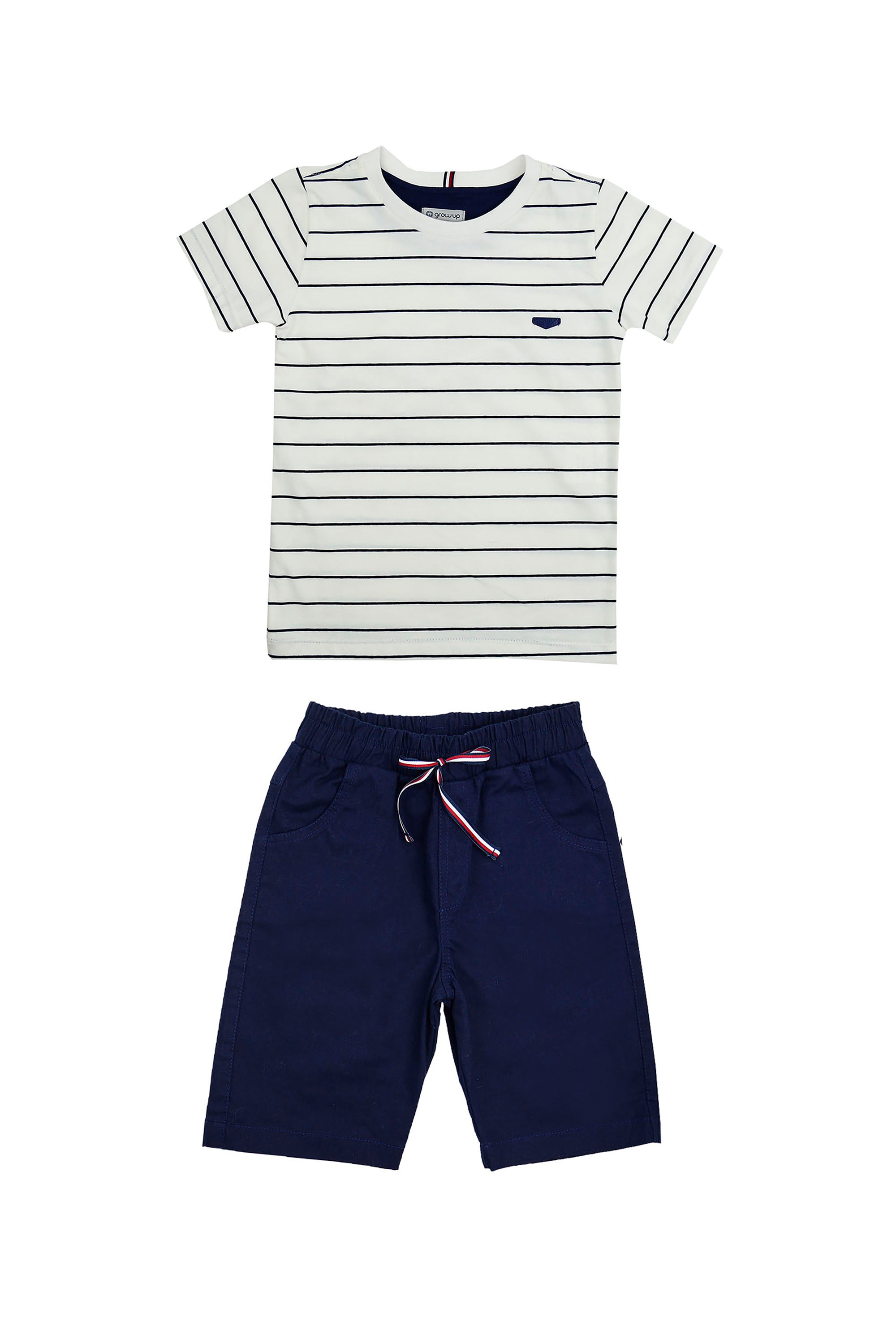 Conjunto Infantil Menino Verão Navy Listras Azul Marinho — foto 2