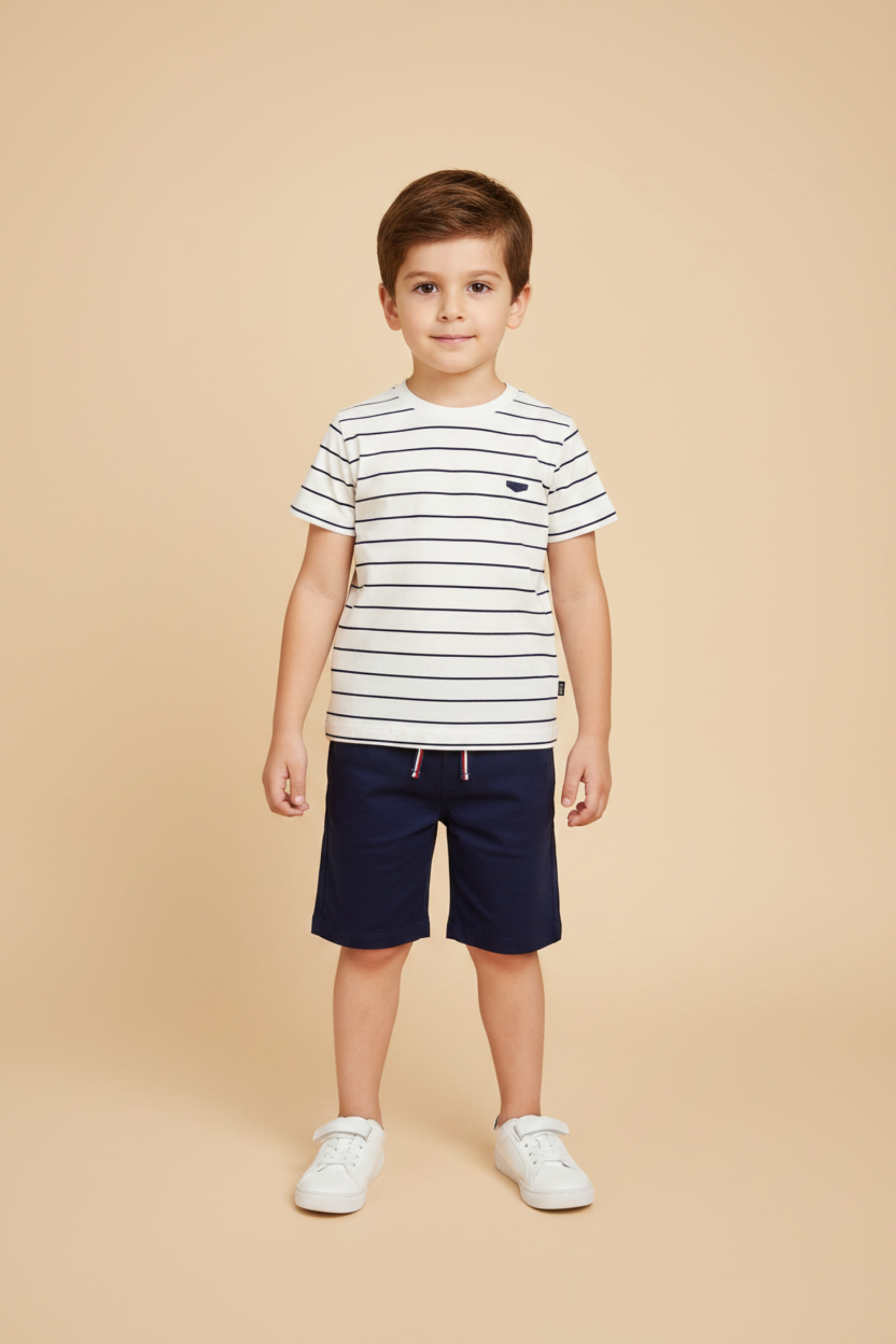 Conjunto Infantil Menino Verão Navy Listras Azul Marinho