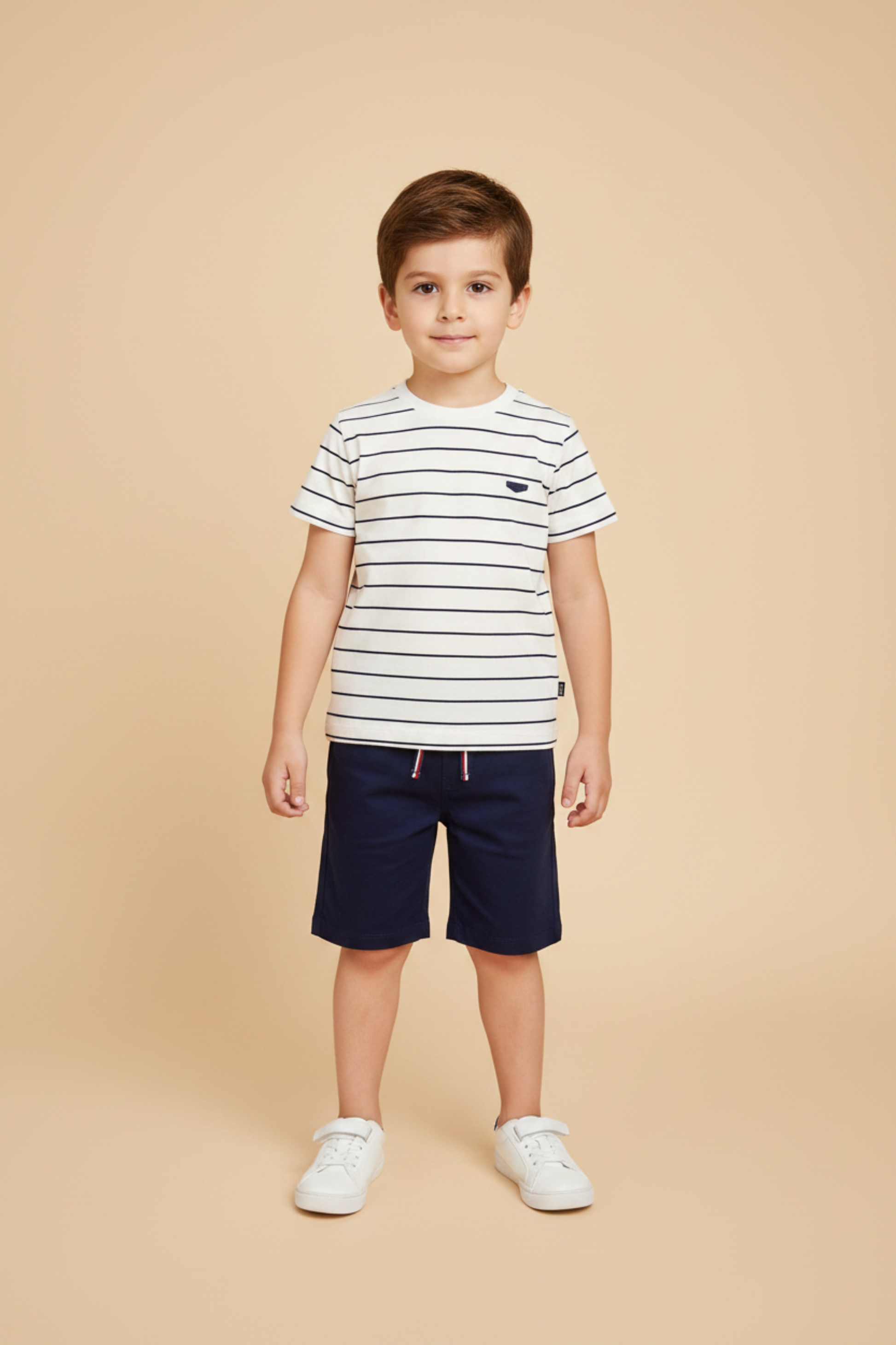 Conjunto Infantil Menino Verão Navy Listras Azul Marinho