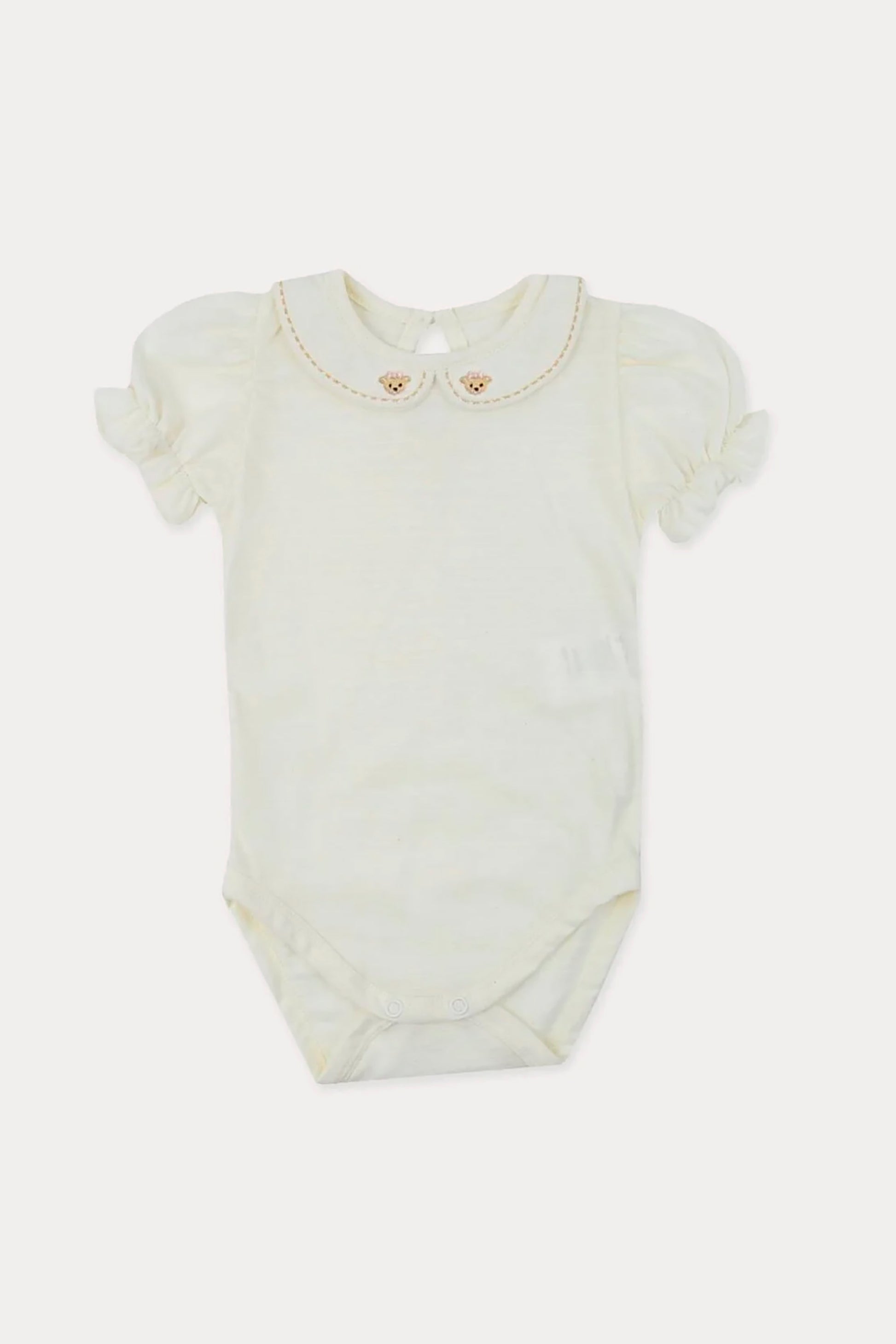 Conjunto Jardineira Listras Rosa e Body Bordado Ursinha para Bebê Menina — foto 5