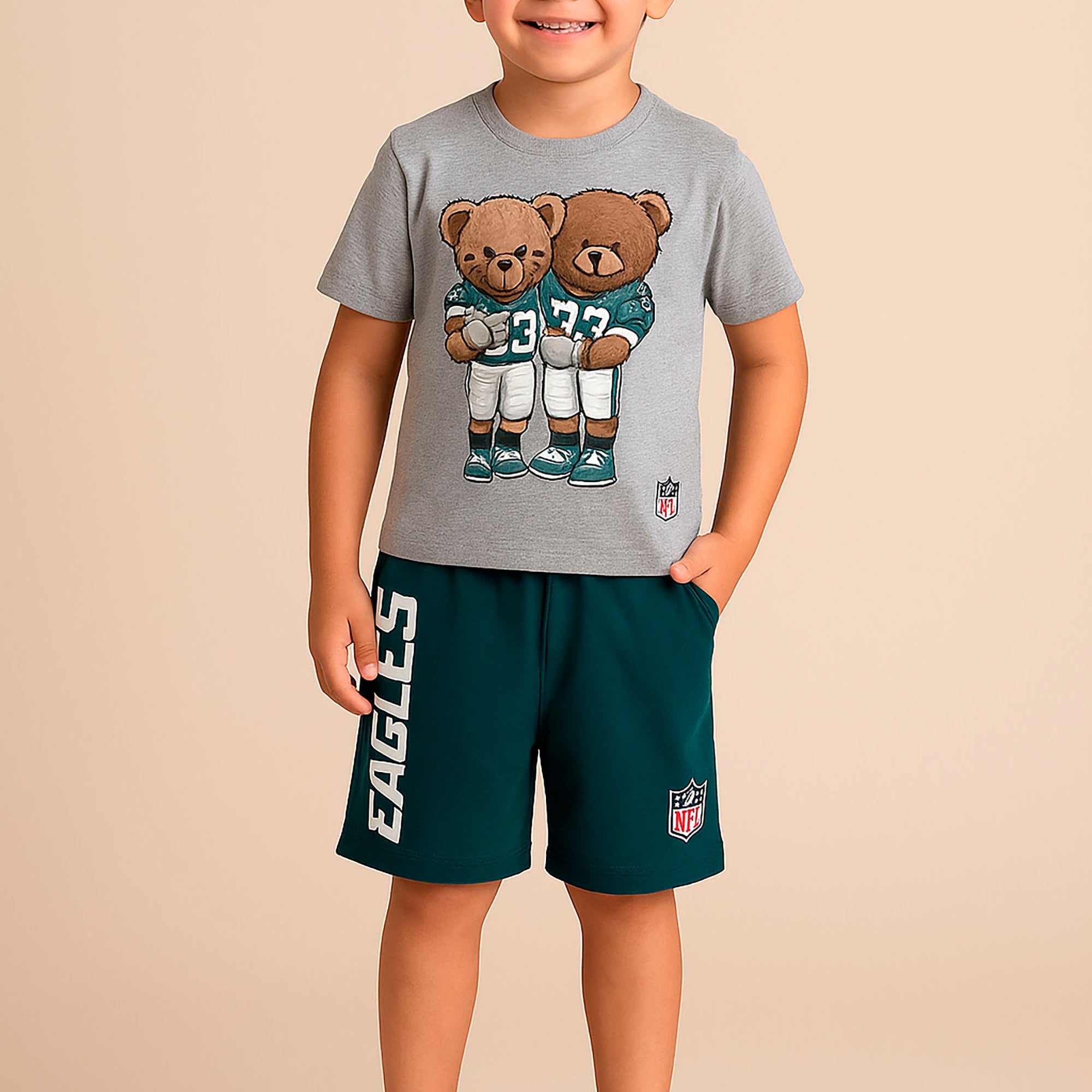 Bermuda em Moletom Infantil NFL Philadelphia Eagles Petróleo — foto 1