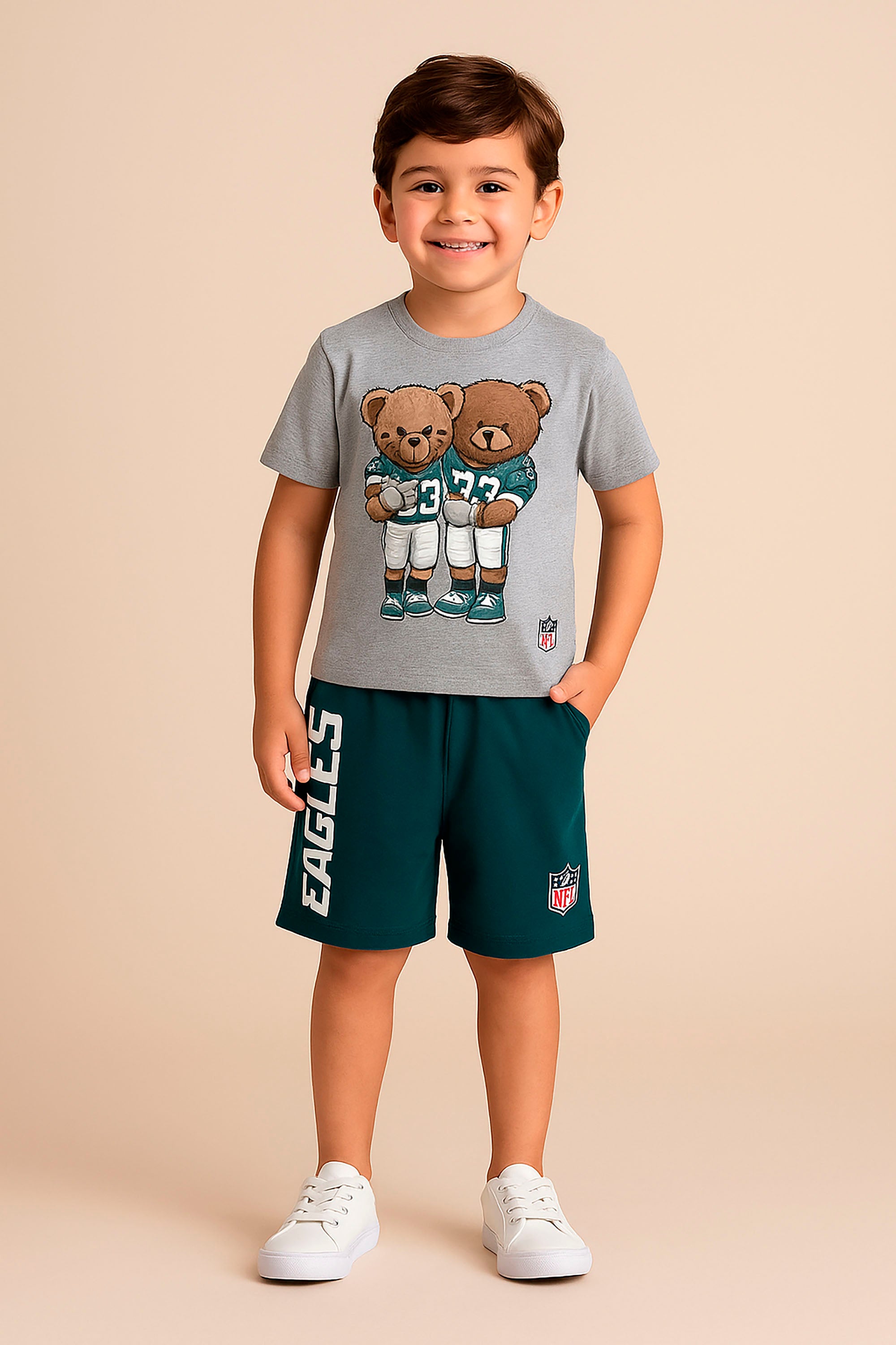 Bermuda em Moletom Infantil NFL Philadelphia Eagles Petróleo — foto 1