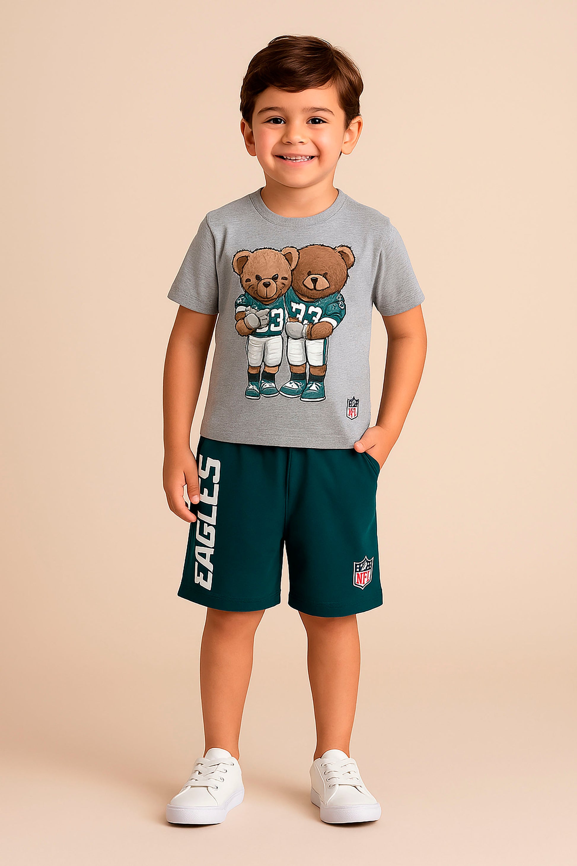 Bermuda em Moletom Infantil NFL Philadelphia Eagles Petróleo — foto 1