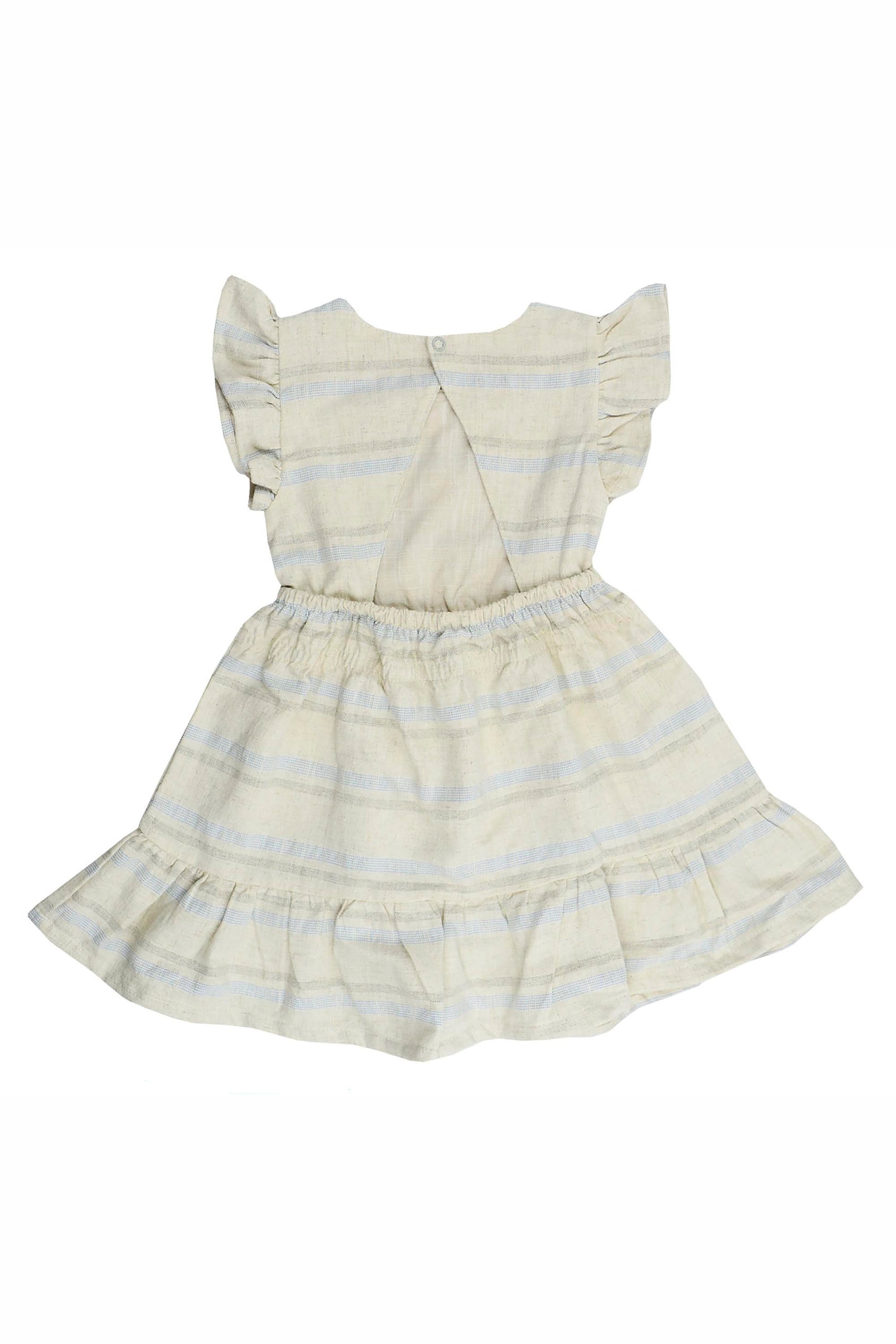 Vestido Infantil Linho Bege Bordado Conchas Sea Wave — foto 3