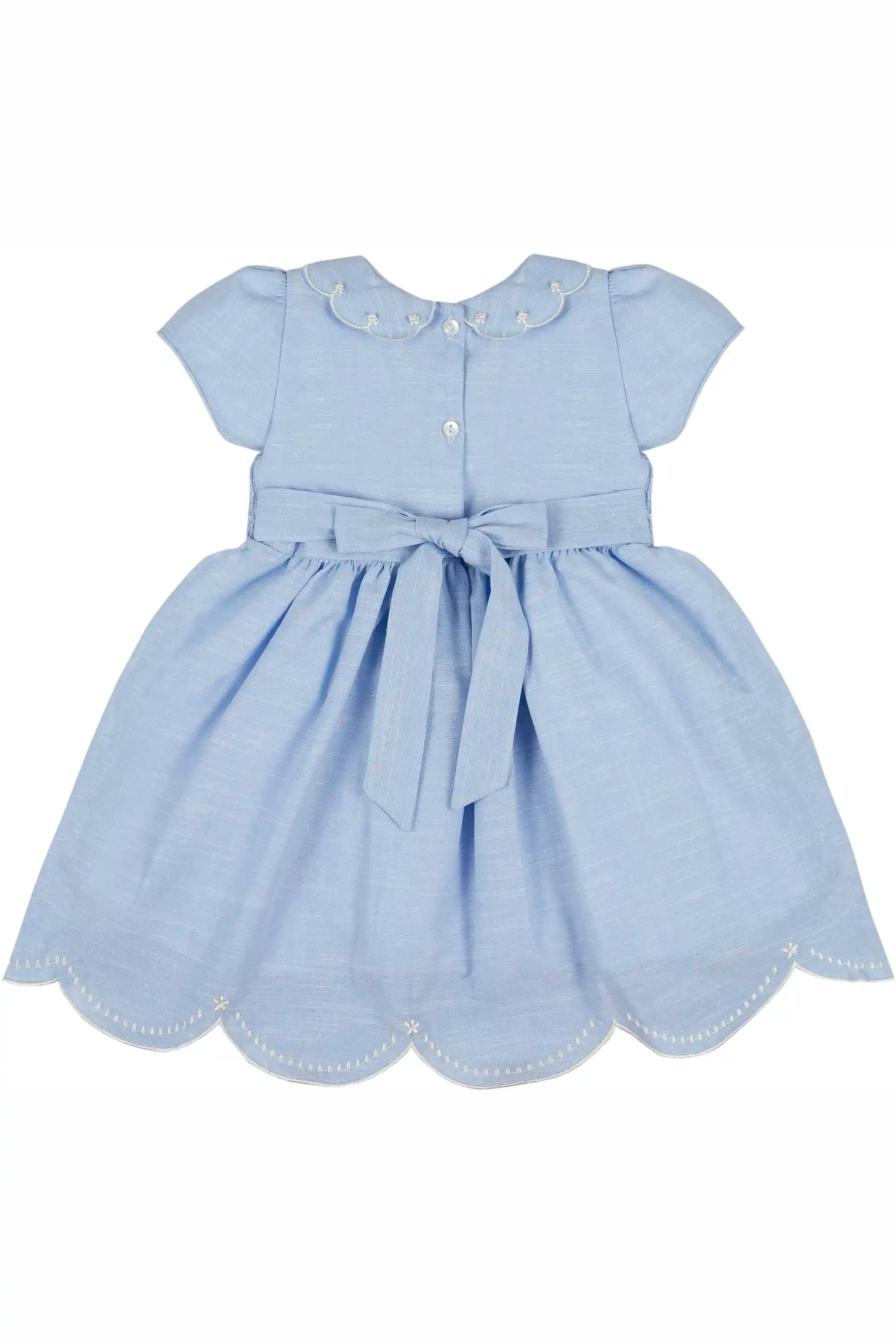 Vestido Infantil Azul Claro com Barra e Gola Festonê — foto 3