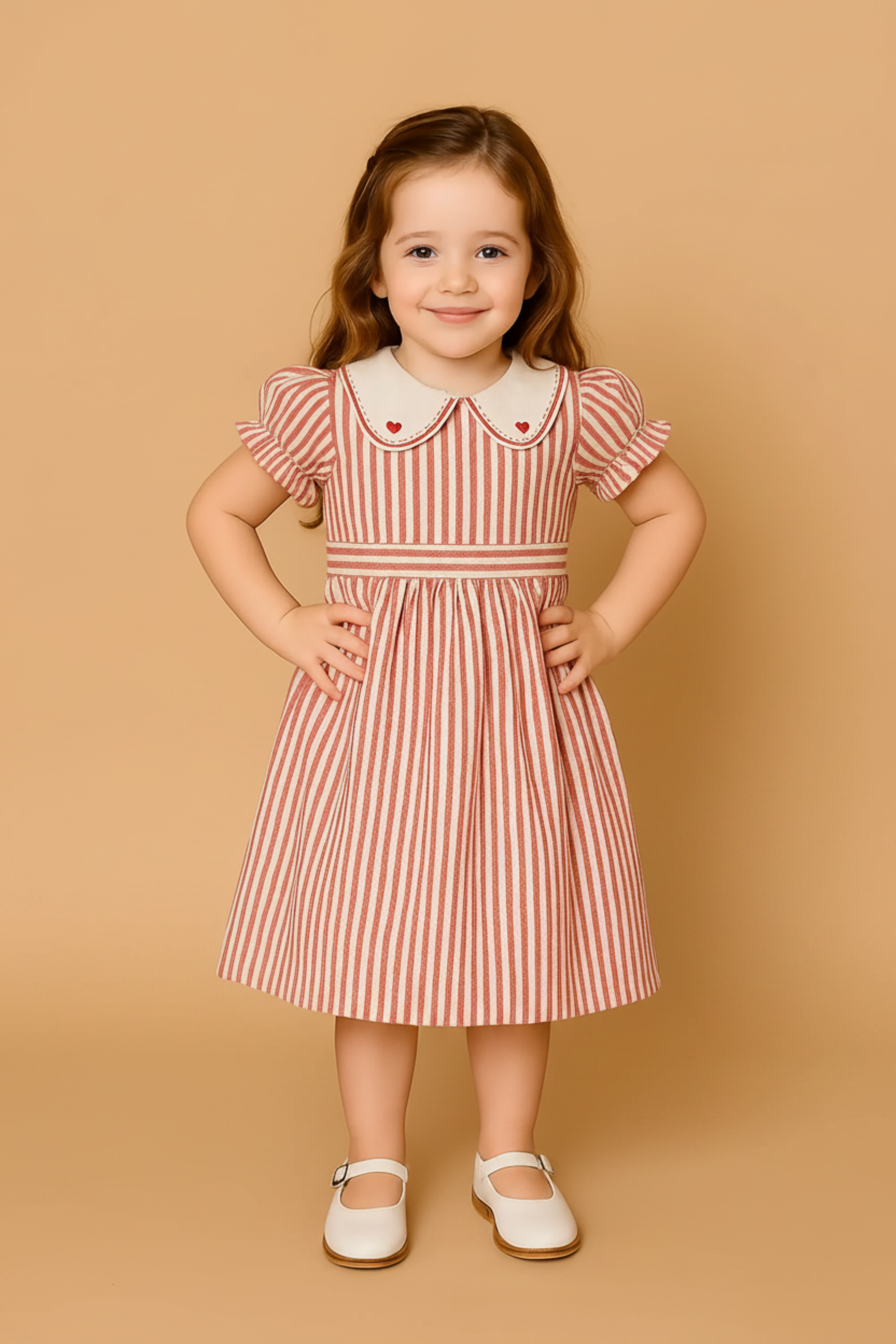 Vestido Infantil Listrado com Gola Bordada Sailor — foto 1