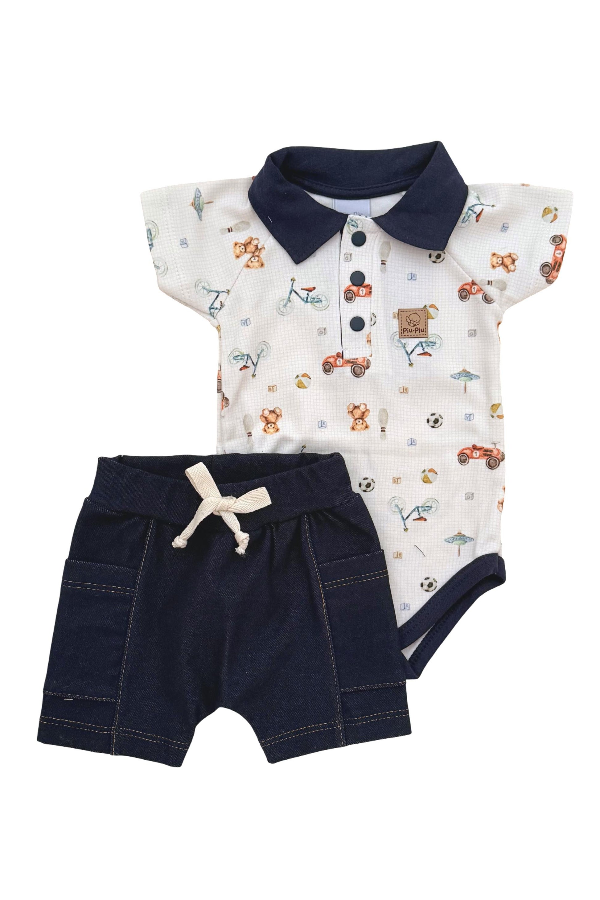 Conjunto Menino Algodão Egípcio Body e Shorts Estampa Vintage Toys — foto 3