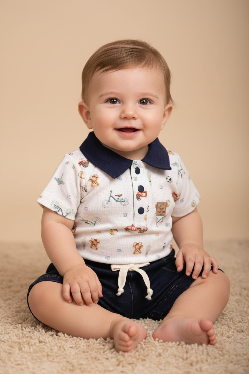Conjunto Menino Algodão Egípcio Body e Shorts Estampa Vintage Toys — foto 1