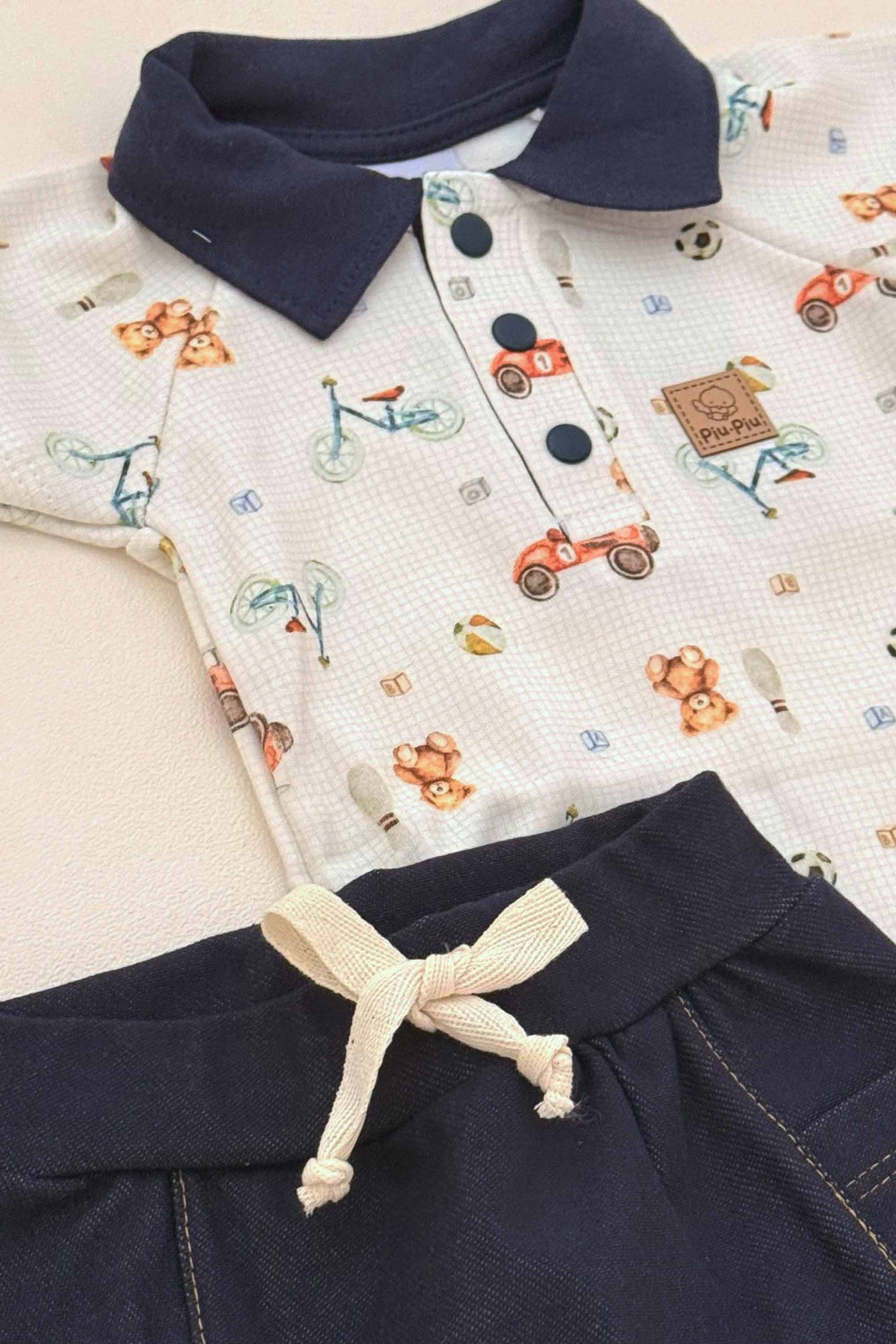 Conjunto Menino Algodão Egípcio Body e Shorts Estampa Vintage Toys — foto 2