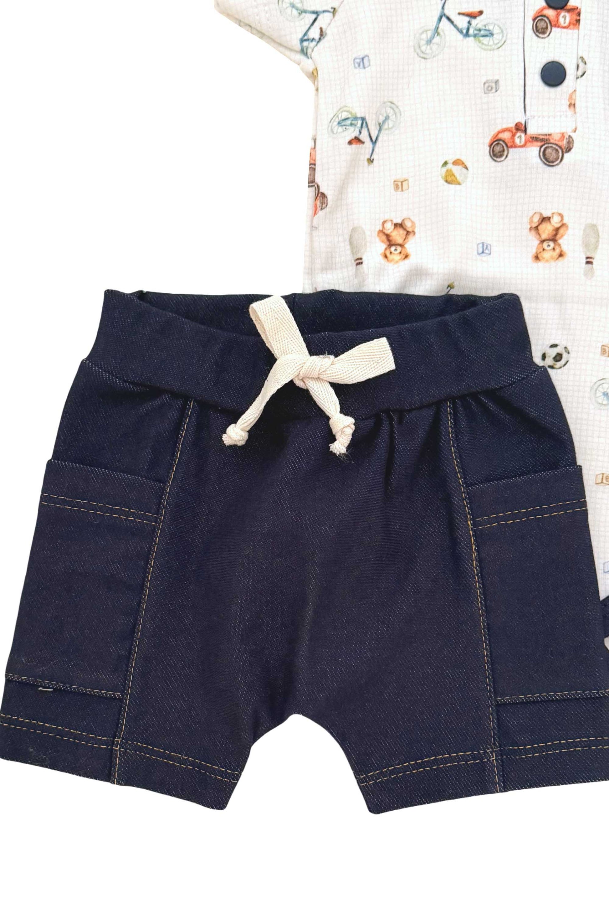 Conjunto Menino Algodão Egípcio Body e Shorts Estampa Vintage Toys — foto 4