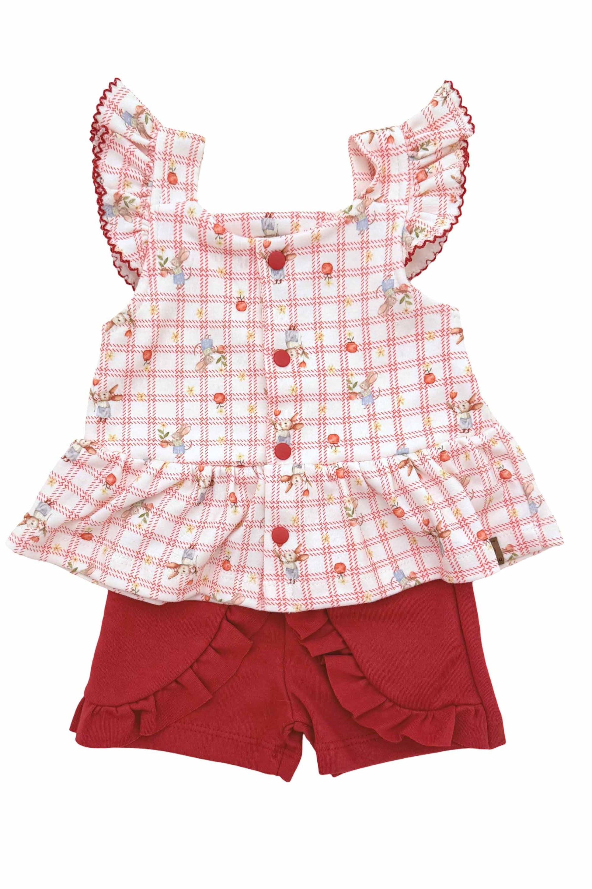 Conjunto Bebê Menina Algodão Egípcio Estampa Xadrez Ratinhas — foto 3