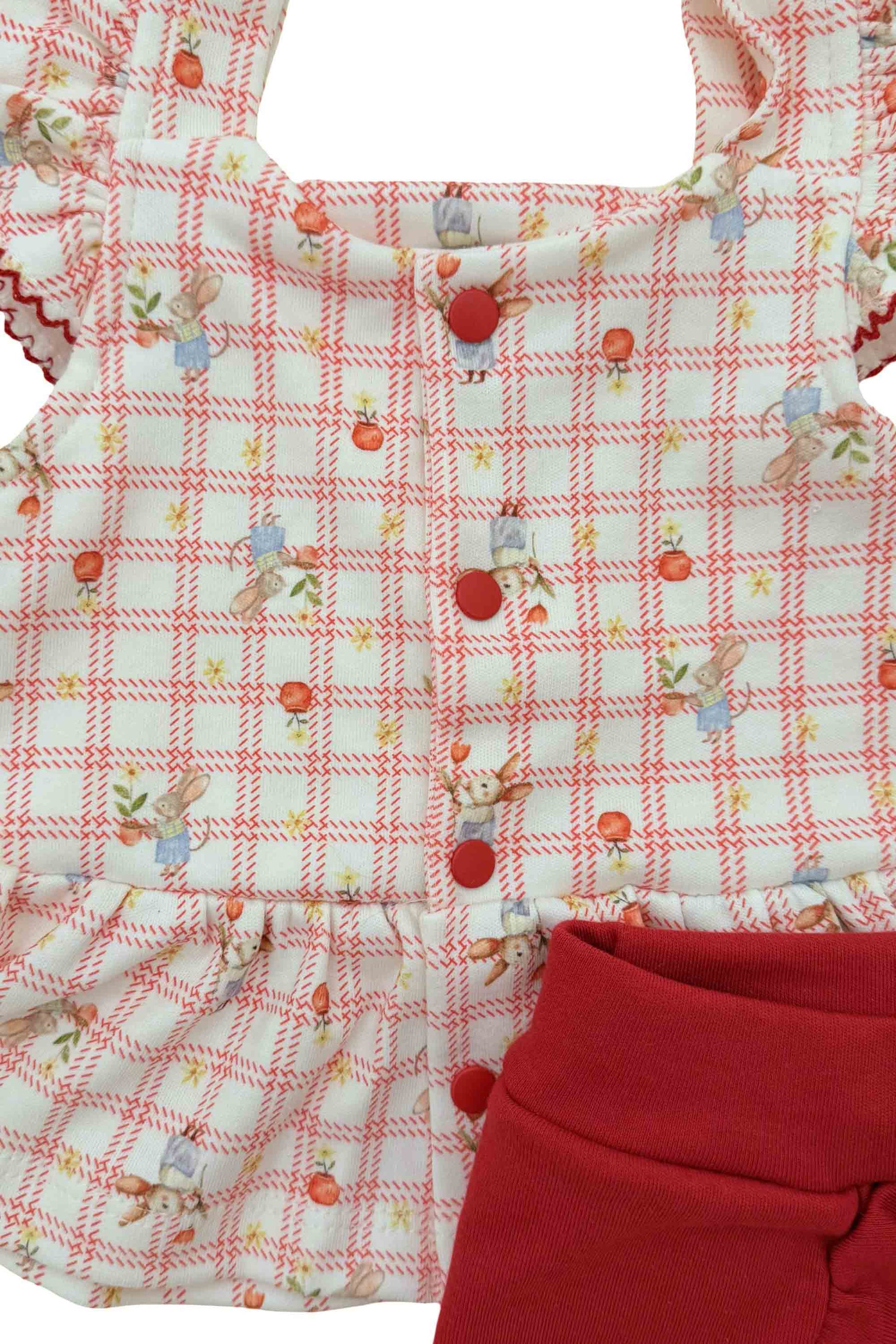 Conjunto Bebê Menina Algodão Egípcio Estampa Xadrez Ratinhas — foto 2