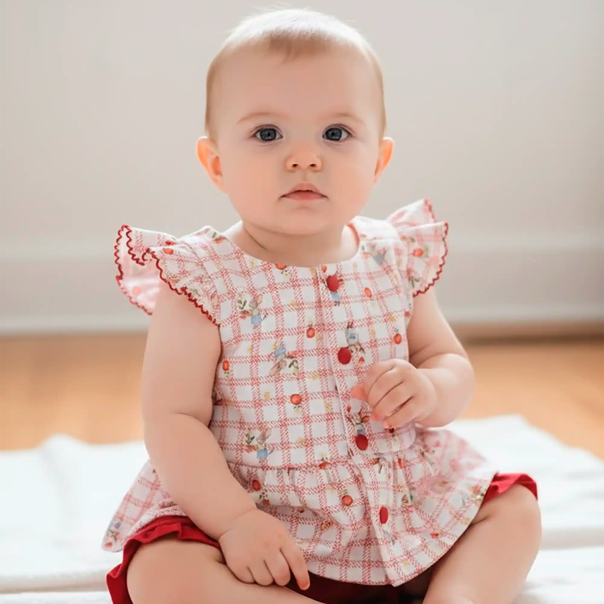 Conjunto Bebê Menina Algodão Egípcio Estampa Xadrez Ratinhas — foto 1