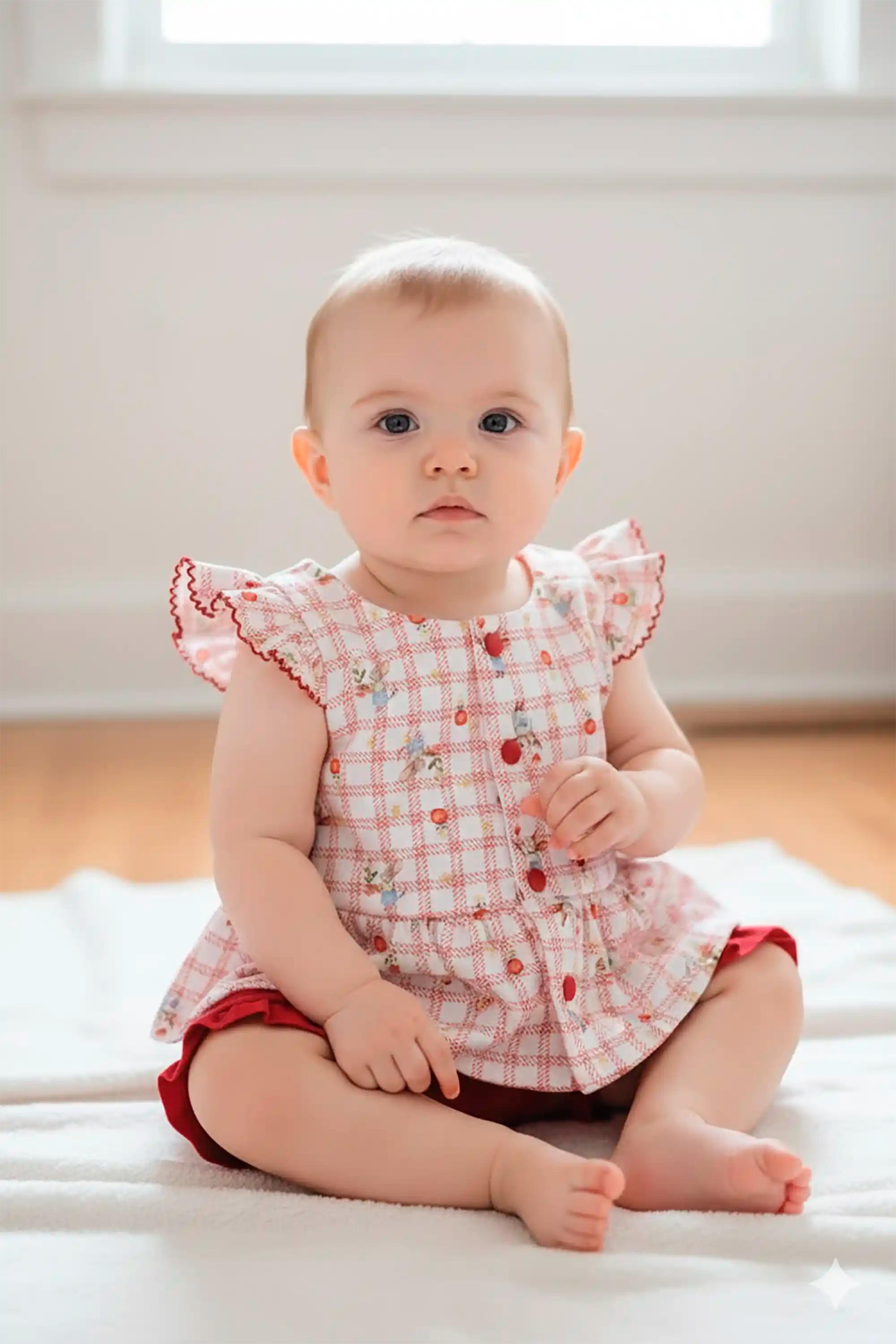 Conjunto Bebê Menina Algodão Egípcio Estampa Xadrez Ratinhas — foto 1