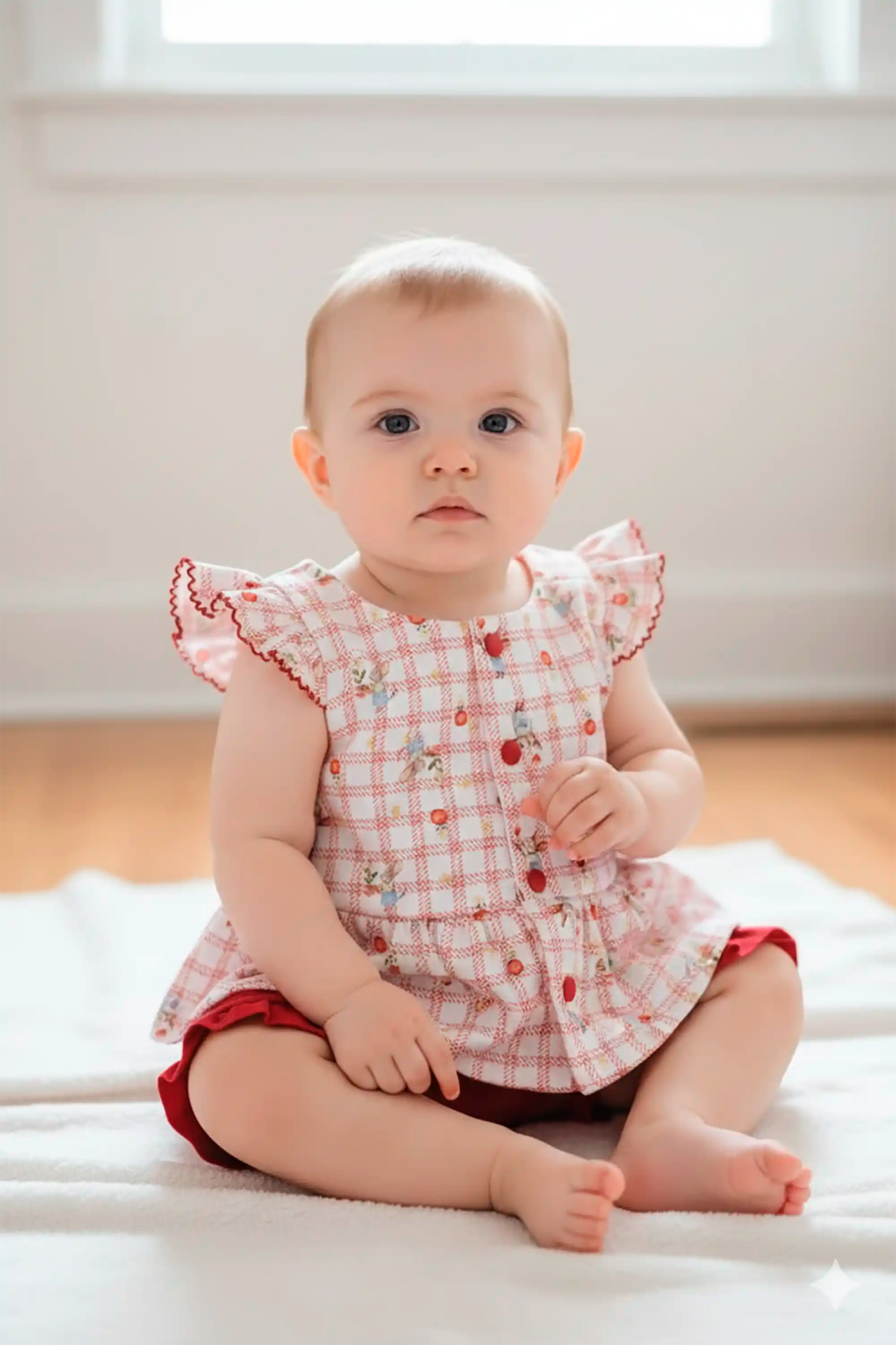 Conjunto Bebê Menina Algodão Egípcio Estampa Xadrez Ratinhas — foto 1