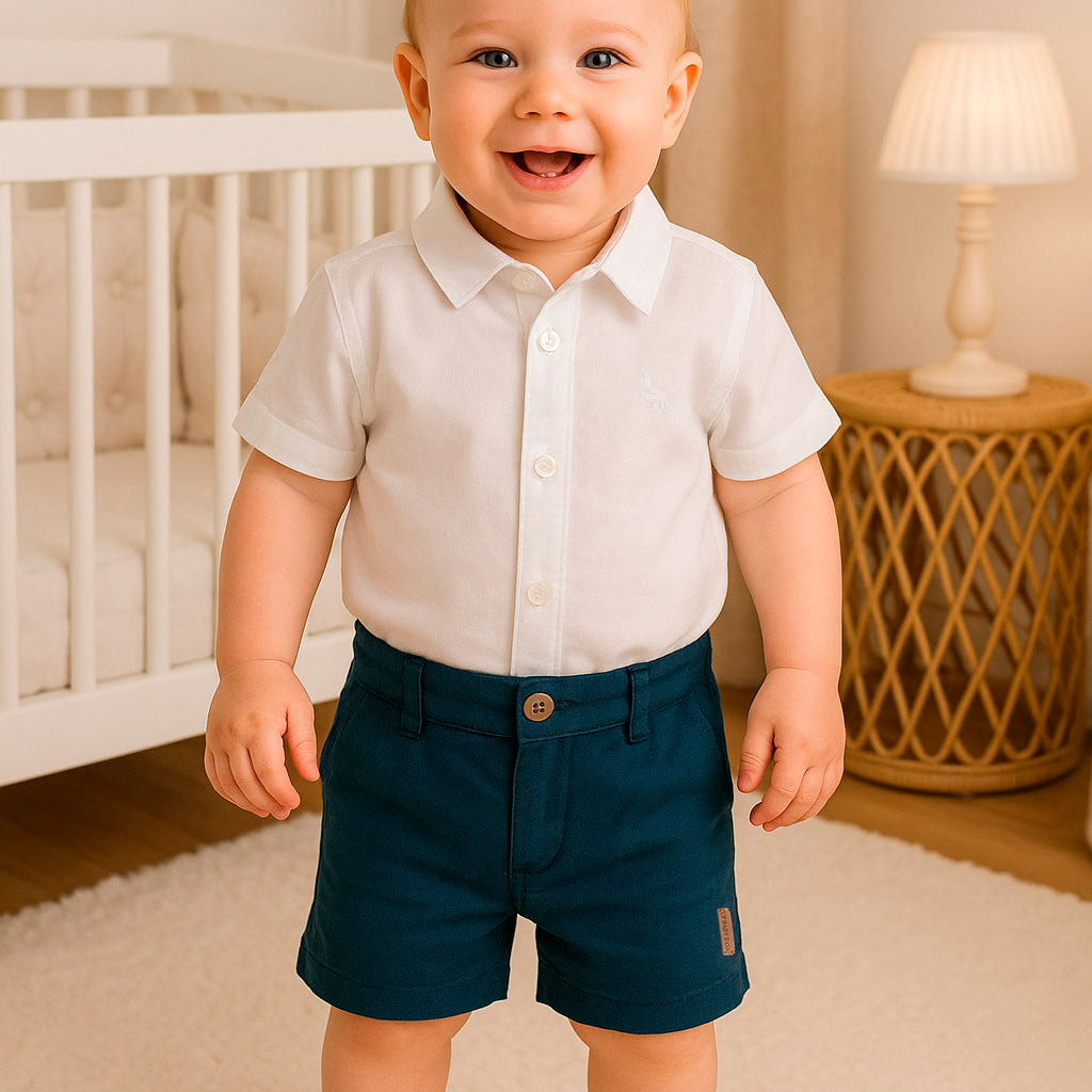 Bermuda Bebê Menino em Linho Azul Marinho — foto 1