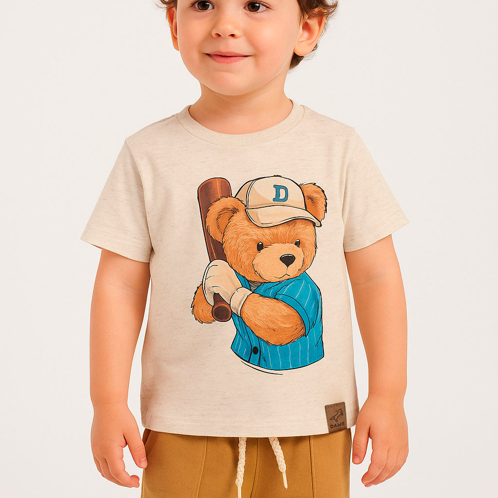 Camiseta Manga Curta Infantil Menino Teddy Beisebol — foto 1