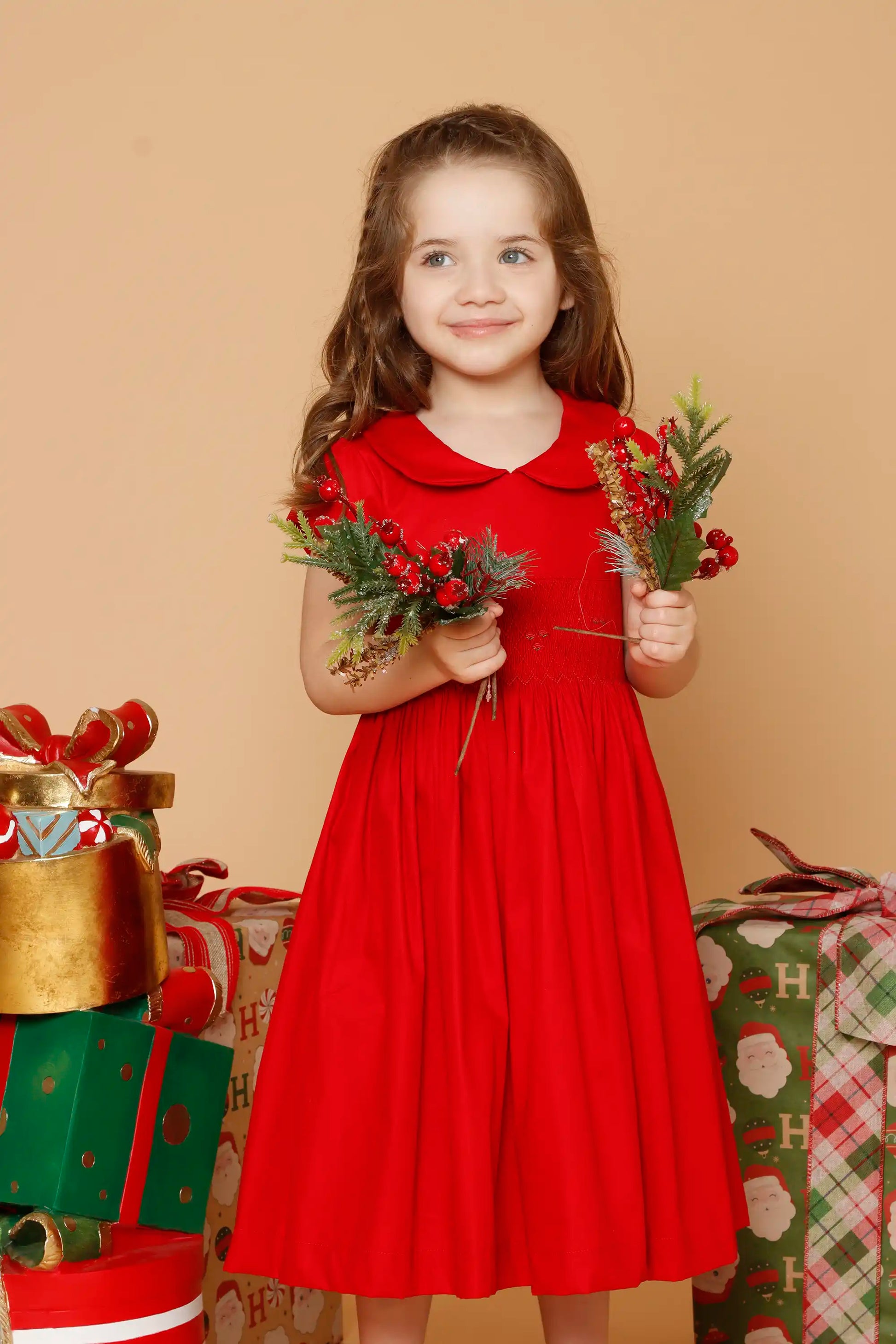 Vestido Infantil Casinha de Abelha Vermelho Escuro — foto 3