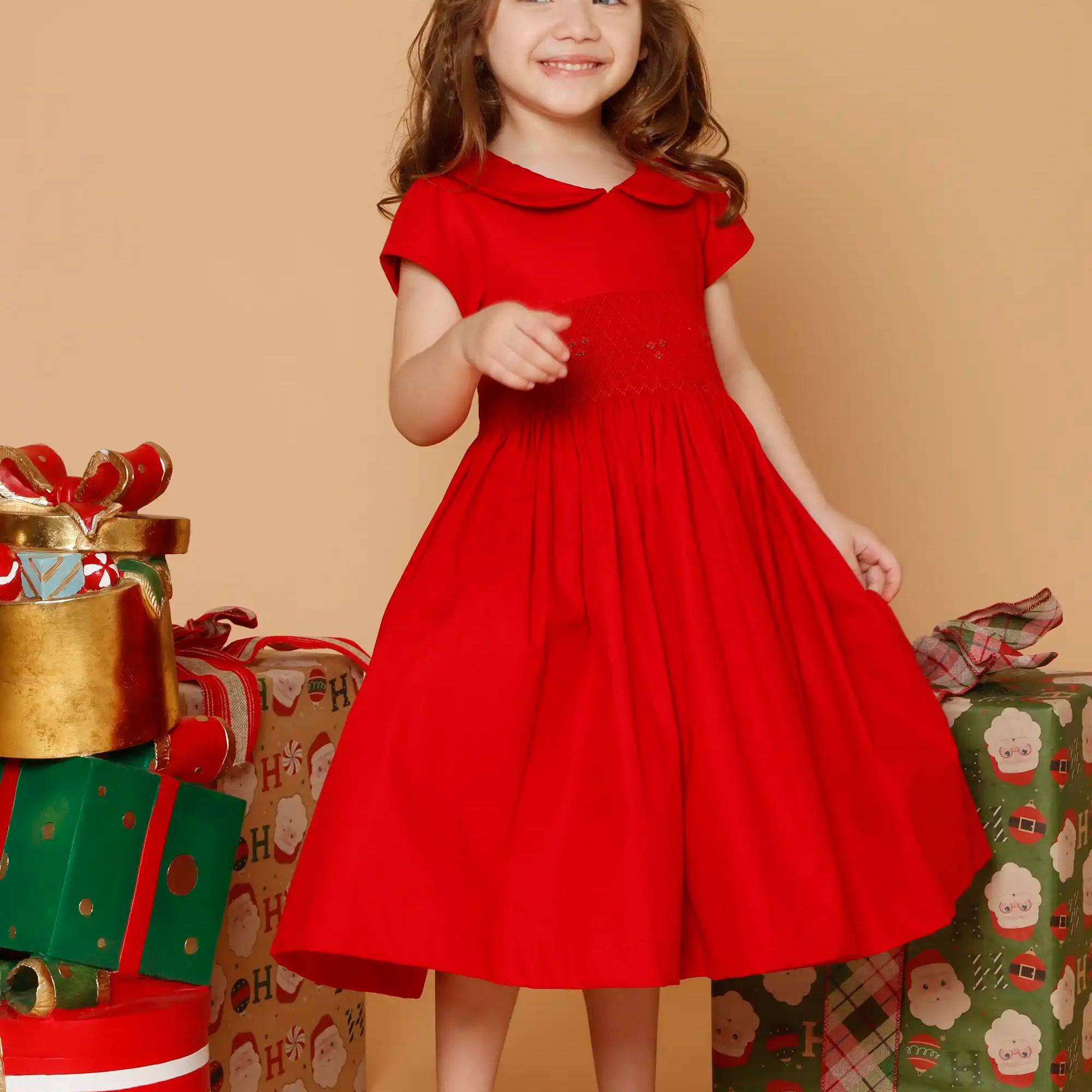 Vestido Infantil Casinha de Abelha Vermelho Escuro — foto 1