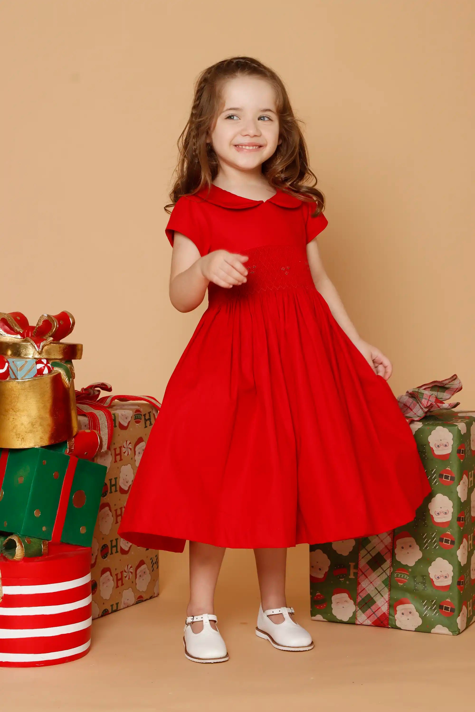 Vestido Infantil Casinha de Abelha Vermelho Escuro — foto 1