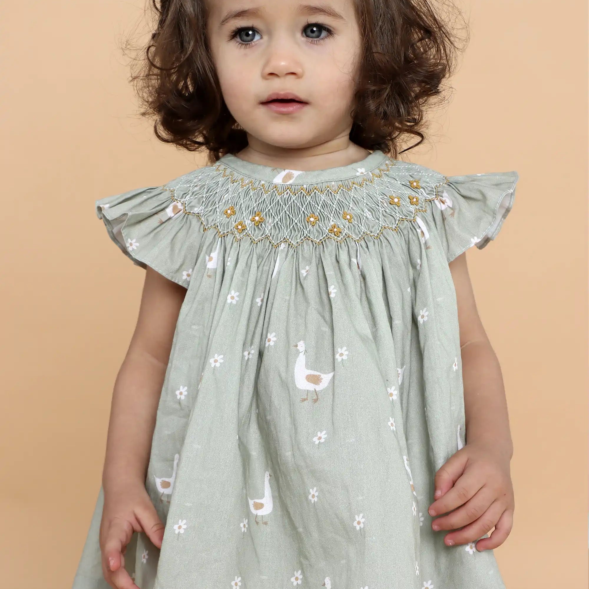 Vestido Bebê Russinho Ponto Smock Patinhos Exclusivo Petit Nini — foto 1