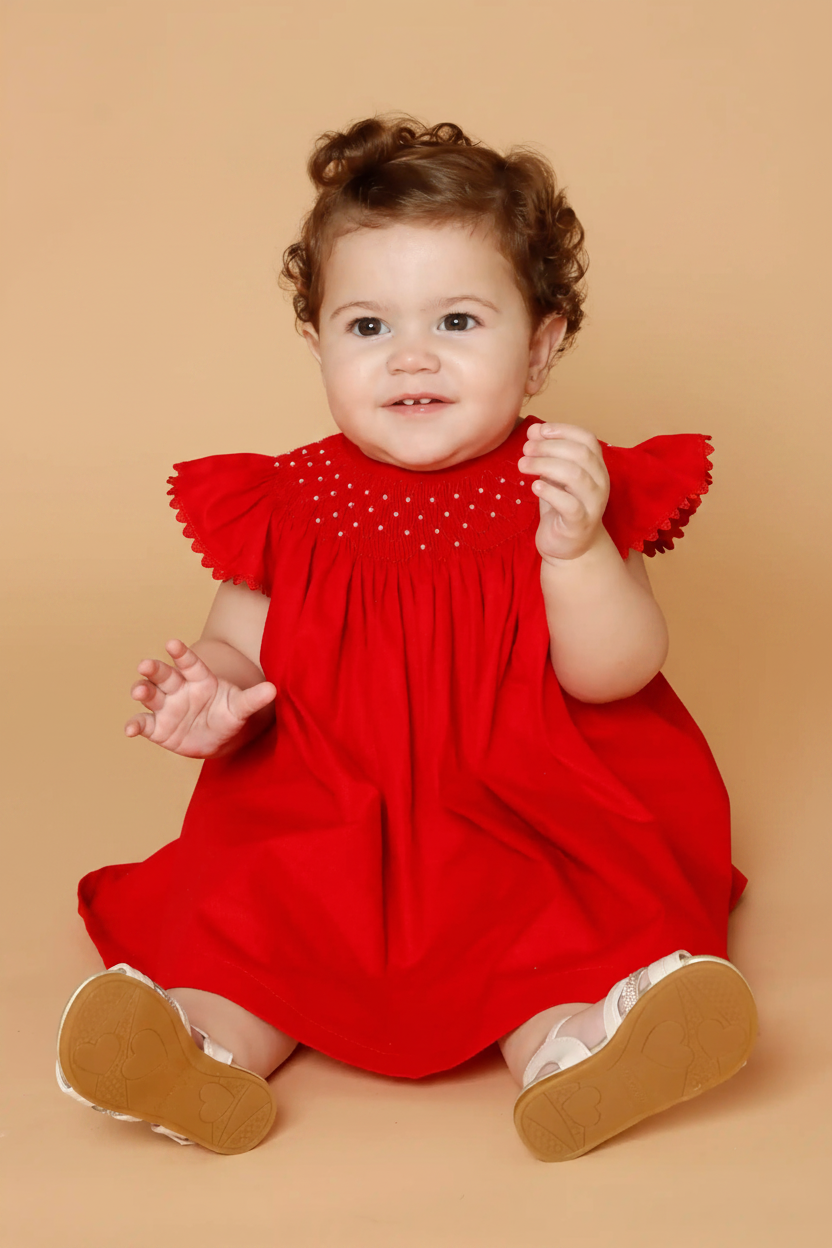 Vestido Bebê Russinho Amélie Vermelho Pérola — foto 1