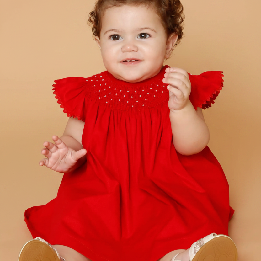 Vestido Bebê Russinho Amélie Vermelho Pérola — foto 1